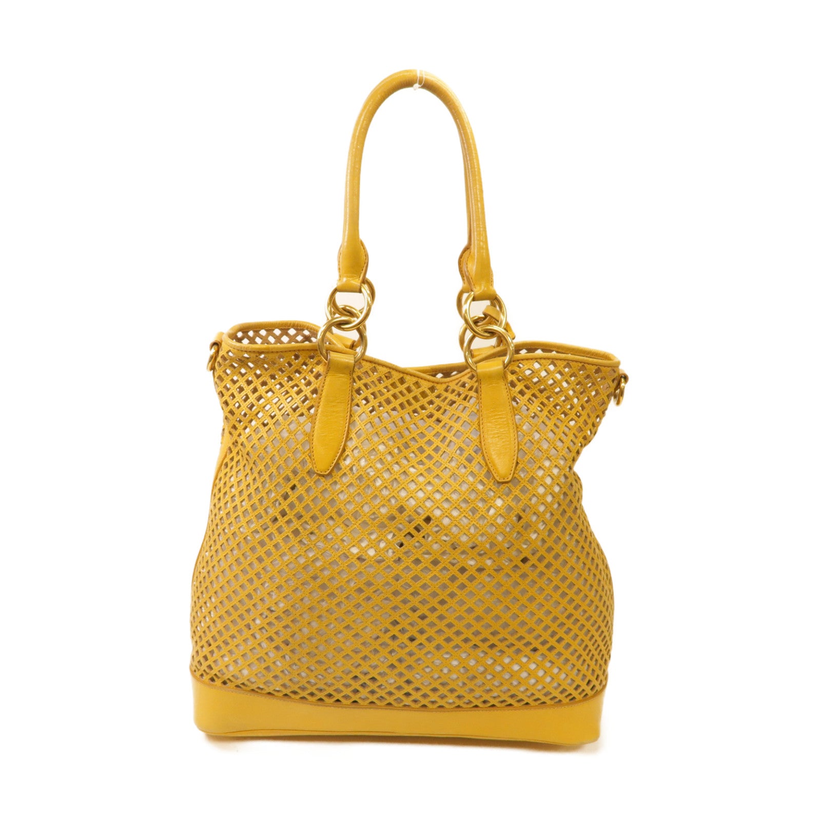 Miu Miu 【激減優惠】牛皮皮革2way Shoulder Bag金扣手挽肩背兩用袋黃色