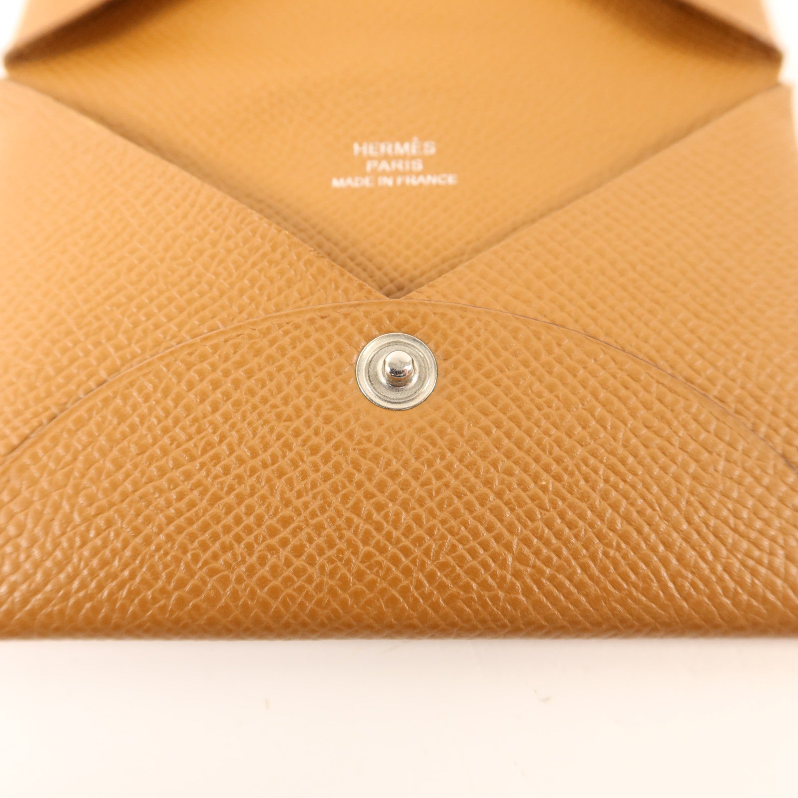 HERMES Epsom皮革Calvi銀扣卡片套