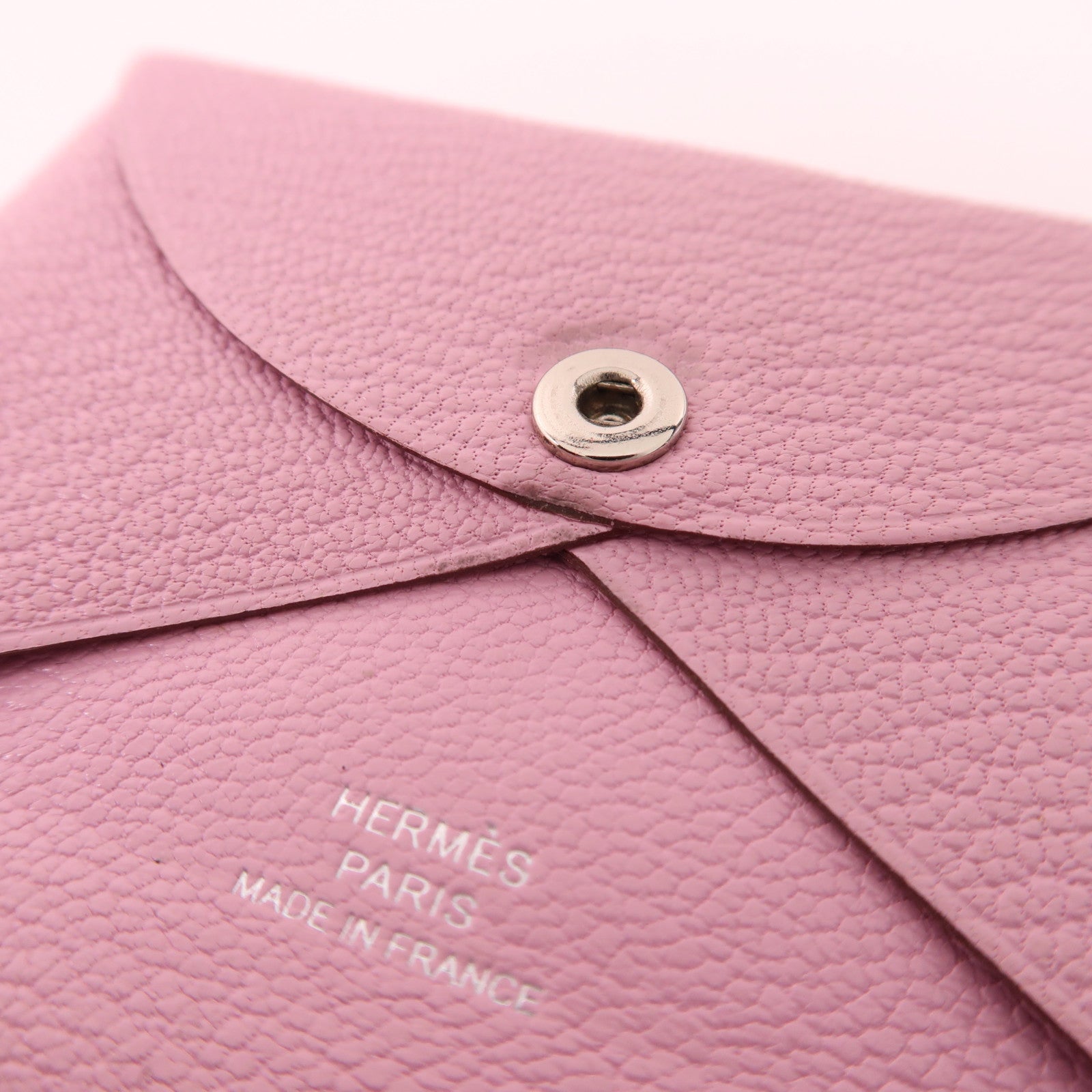 HERMES PHW Calvi Duo Card Case Chevre Leather Mauve Sylvestre