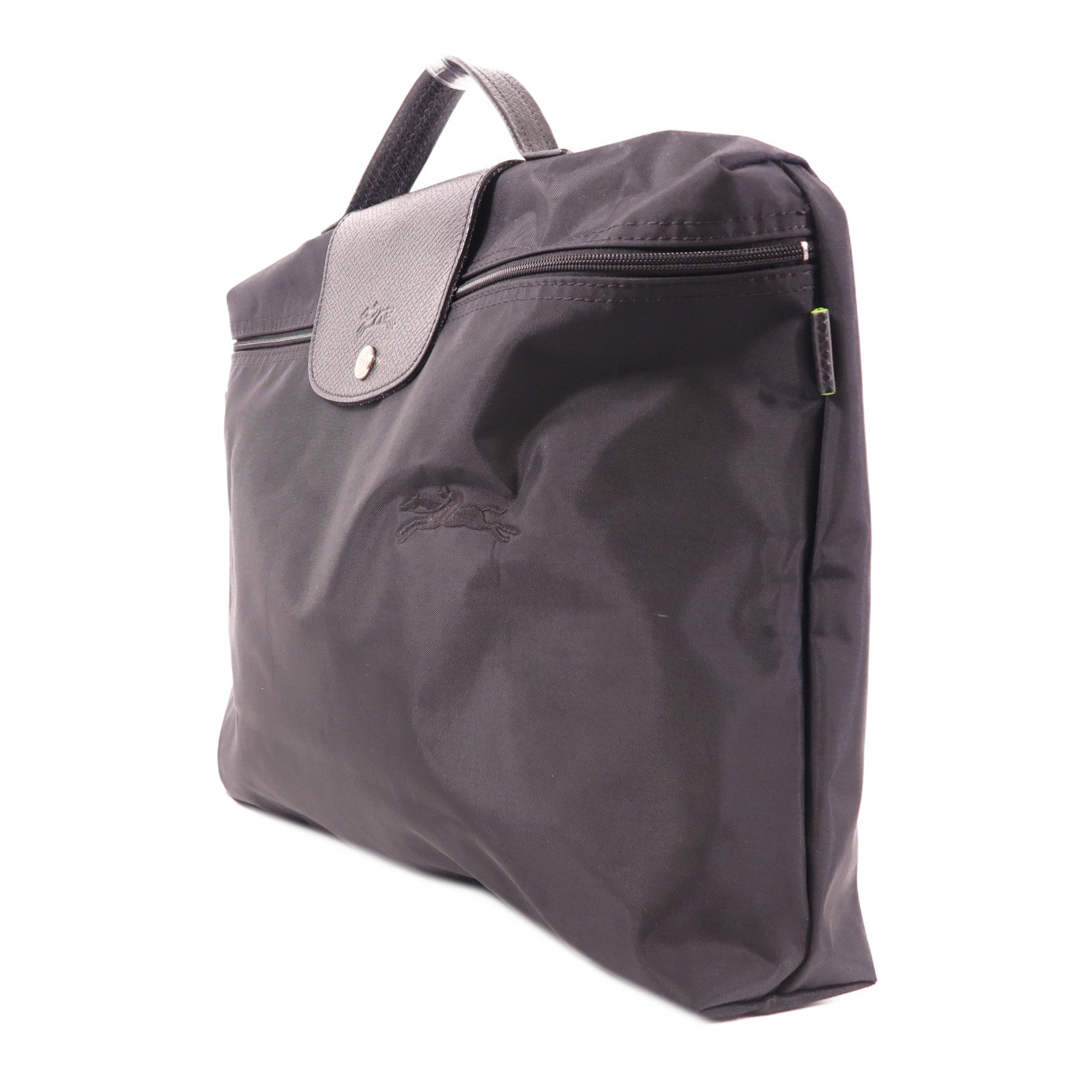 Longchamp SHW Hand Bag Nylon/Caflskin Leather Black