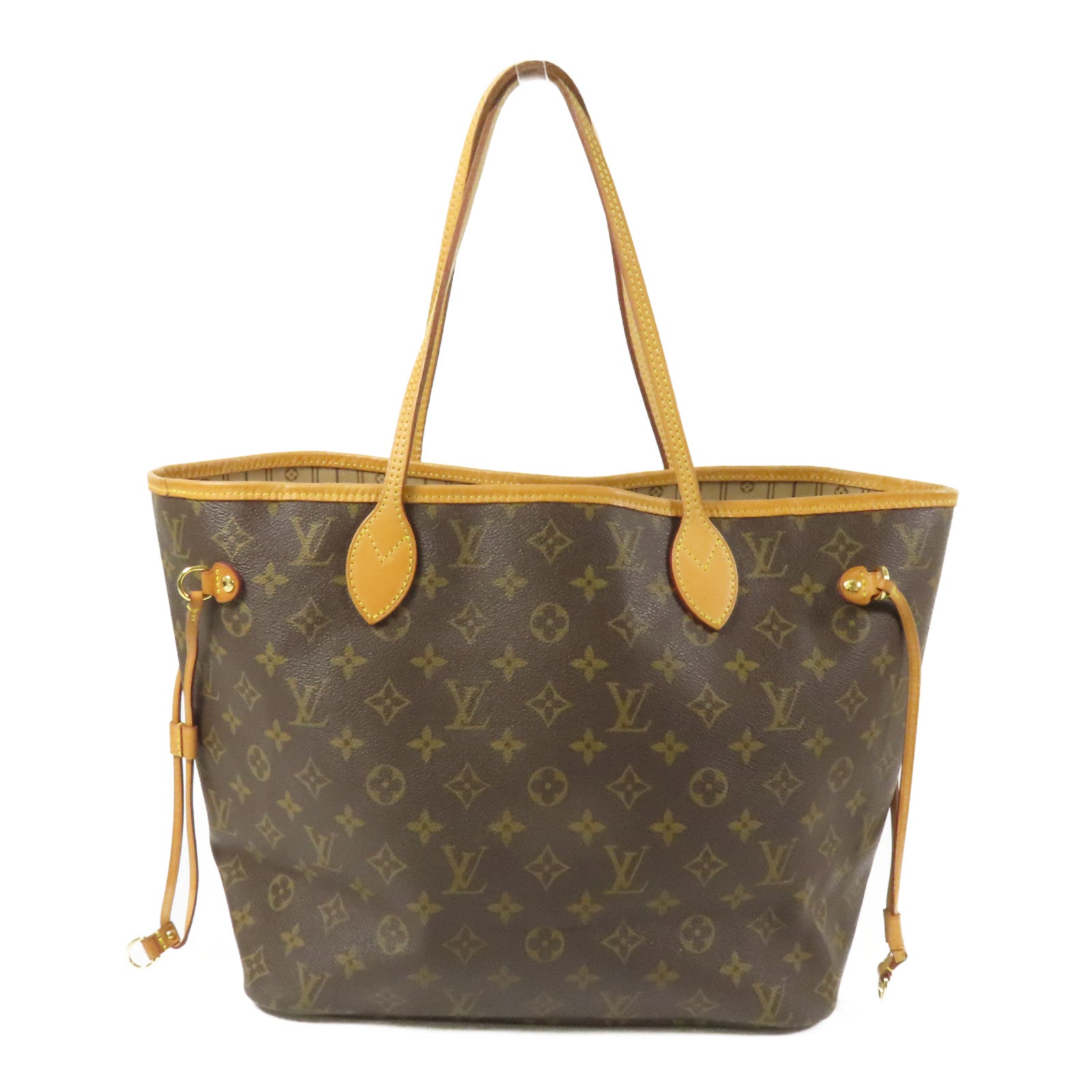 LOUIS VUITTON Monogram Neverfull MM金扣手挽袋