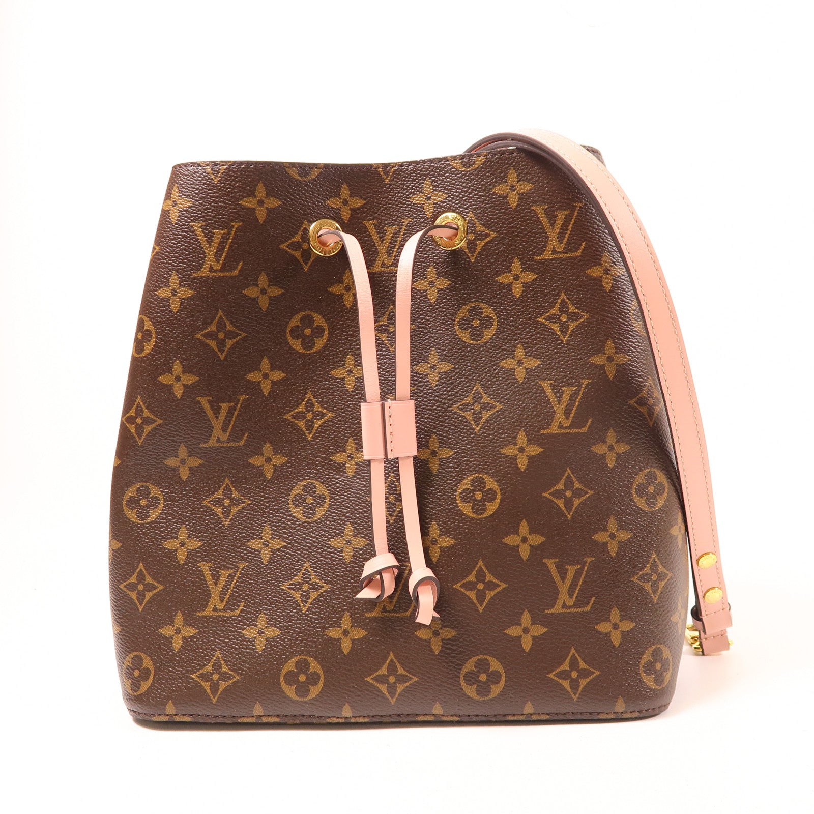 LOUIS VUITTON Monogram Neo Noe金扣手挽肩背兩用袋棕色/粉紅色