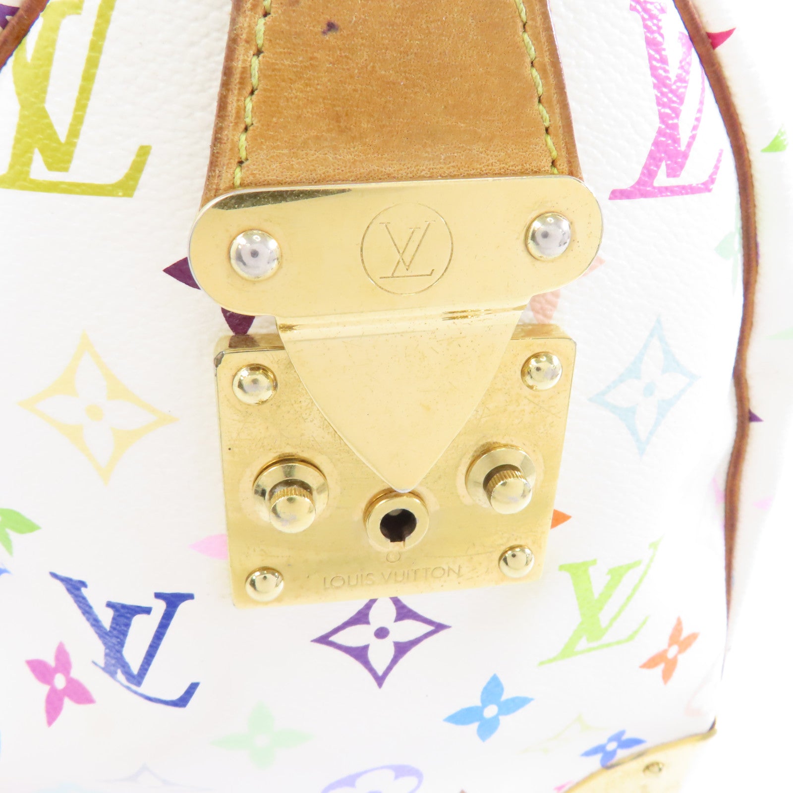 LOUIS VUITTON Monogram Multicolore Speedy 30金扣手挽袋白色/彩色