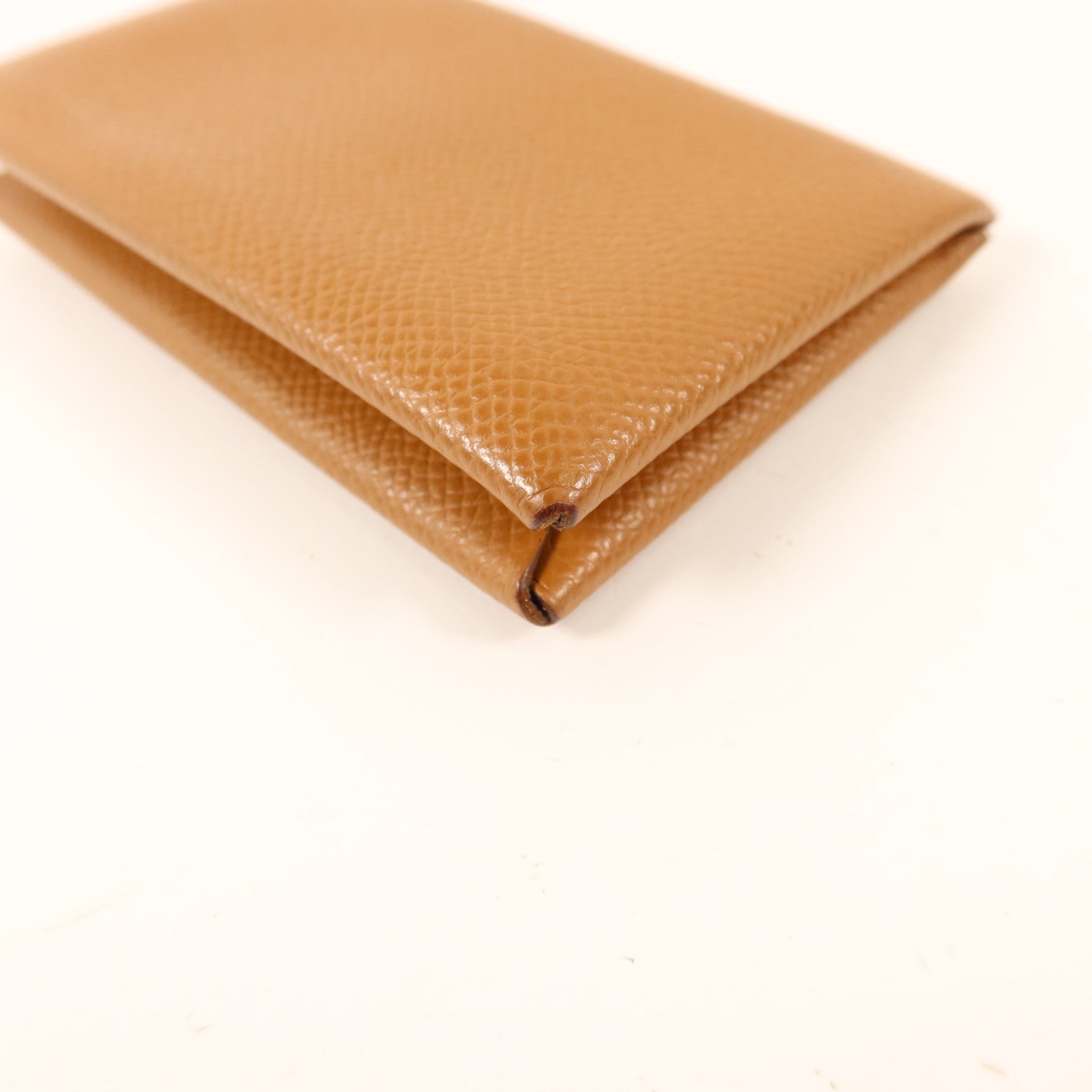 HERMES Epsom皮革Calvi銀扣卡片套
