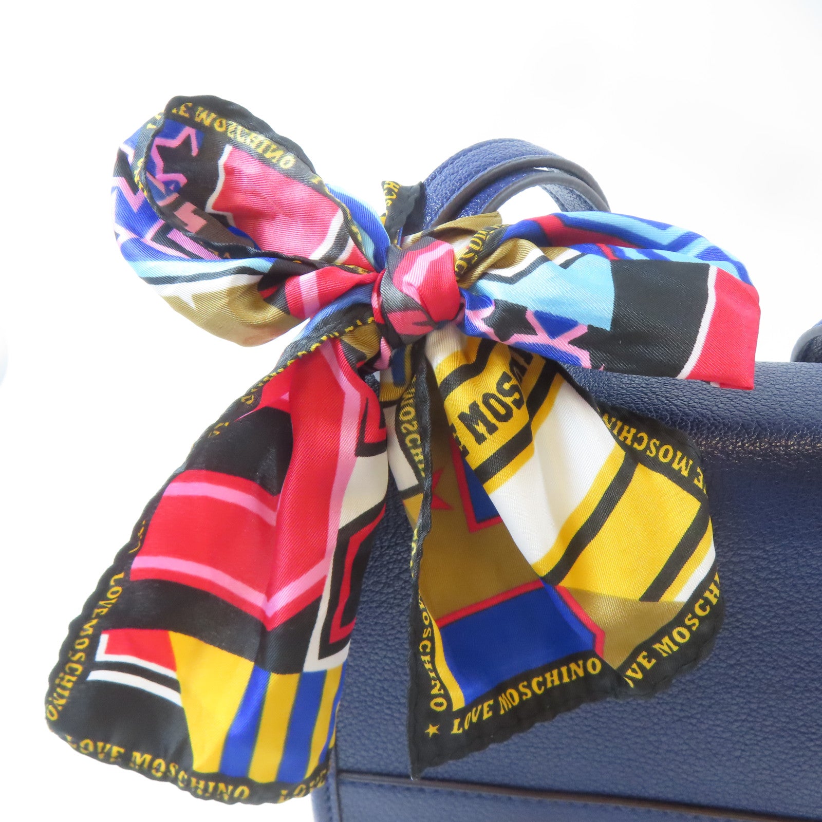 MOSCHINO 皮革Shoulder Bag金扣肩背袋藍色
