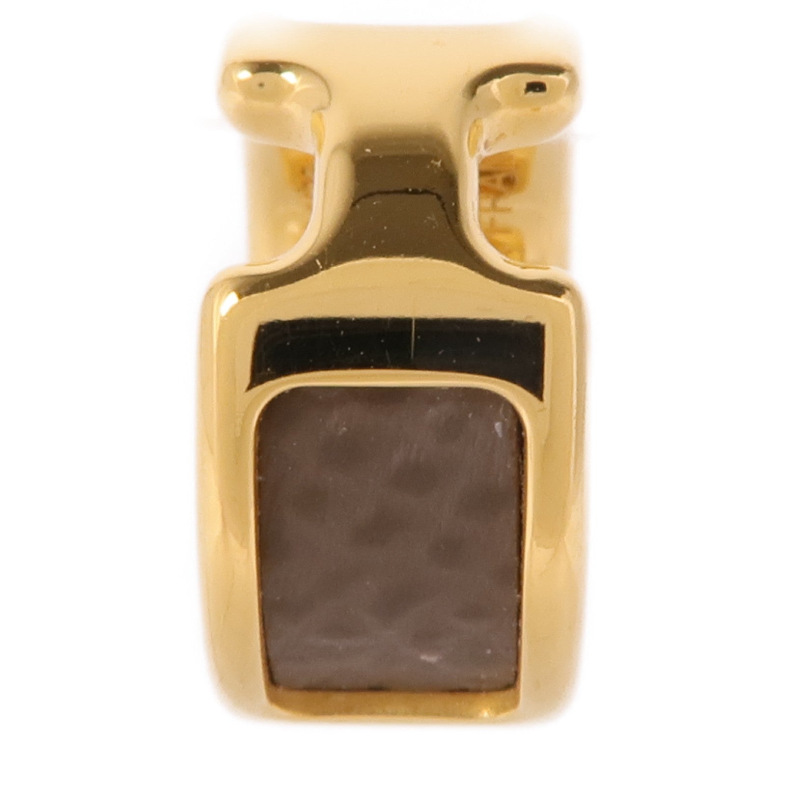 HERMES Epsom皮革/金屬Olympe Ear Cuff耳夾Etoupe