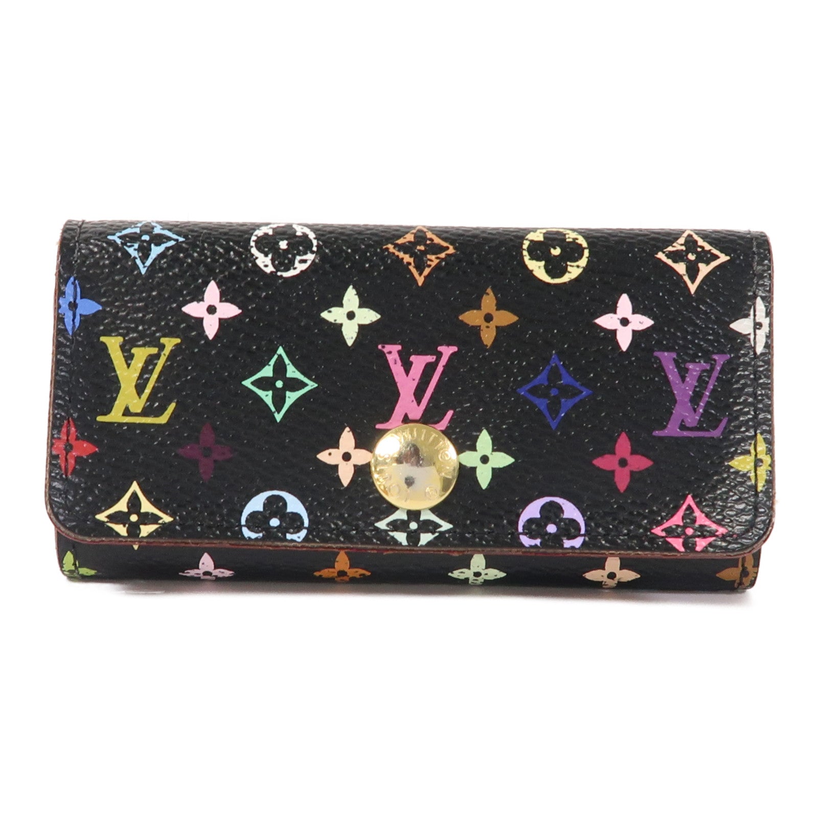 LOUIS VUITTON 【激減優惠】Monogram Multicolore Key Holder金扣鑰匙扣黑色