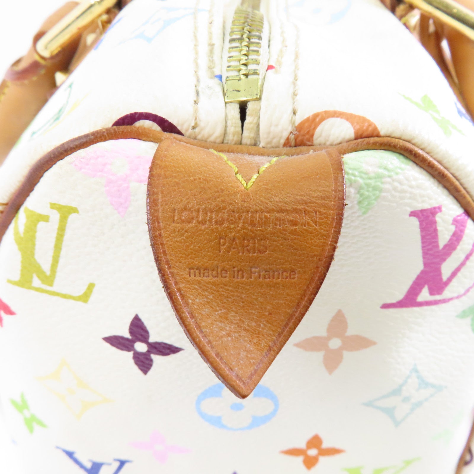 LOUIS VUITTON Monogram Multicolore Speedy 30金扣手挽袋白色/彩色