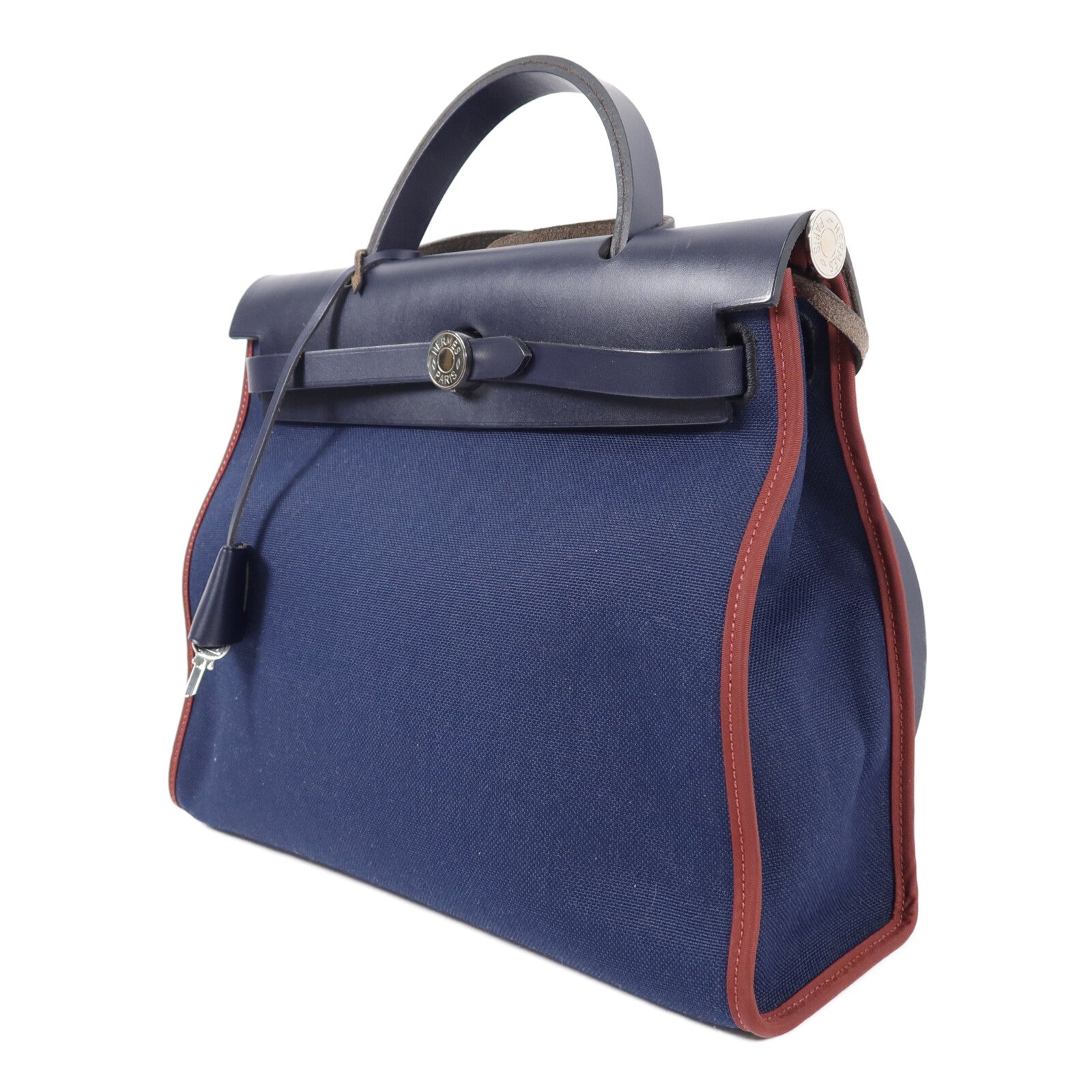 HERMES 帆布Herbag PM手挽肩背兩用袋Bleu Marine