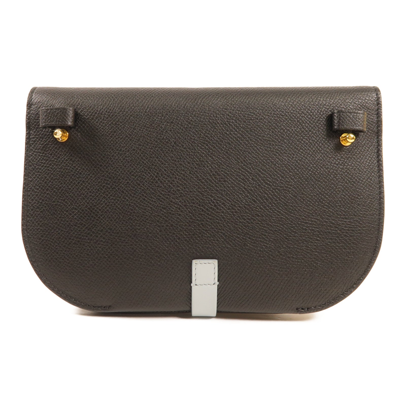 CELINE 牛皮皮革Strap Clutch金扣肩背袋黑色/淺藍色