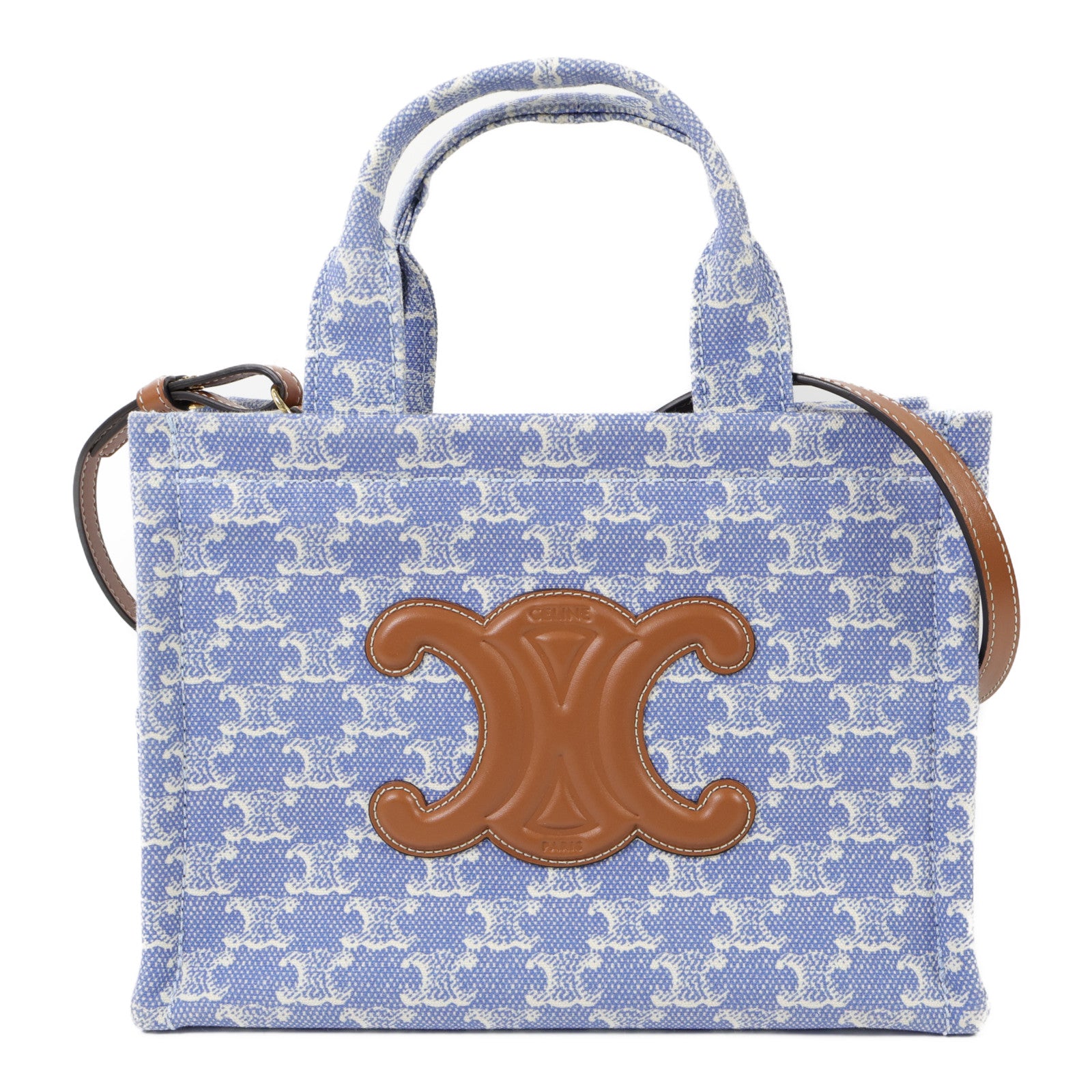 CELINE 帆布Small Cabas Thais金扣手挽肩背兩用袋