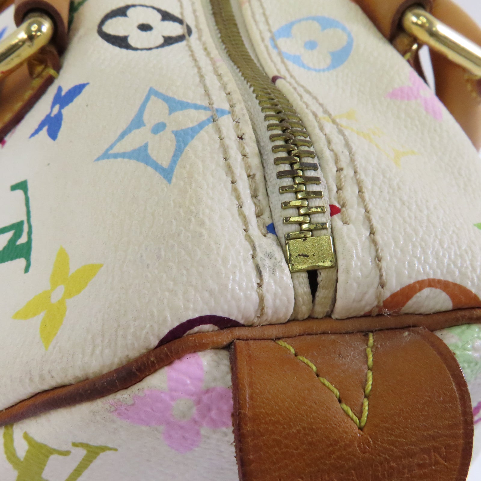 LOUIS VUITTON Monogram Multicolore Speedy 30金扣手挽袋白色/彩色