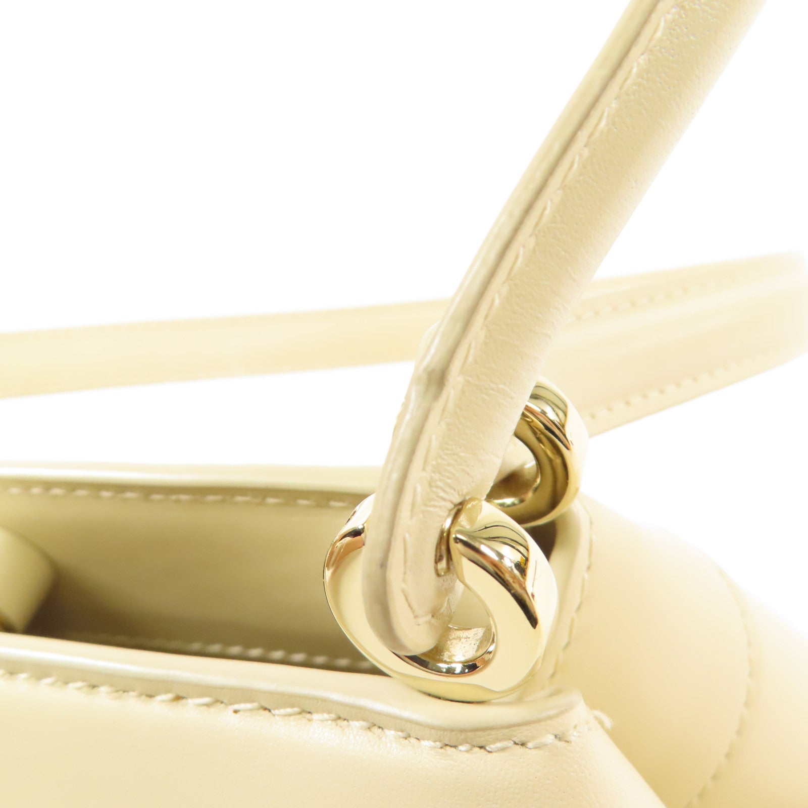 Dior GHW Hand Bag Calfskin Leather White