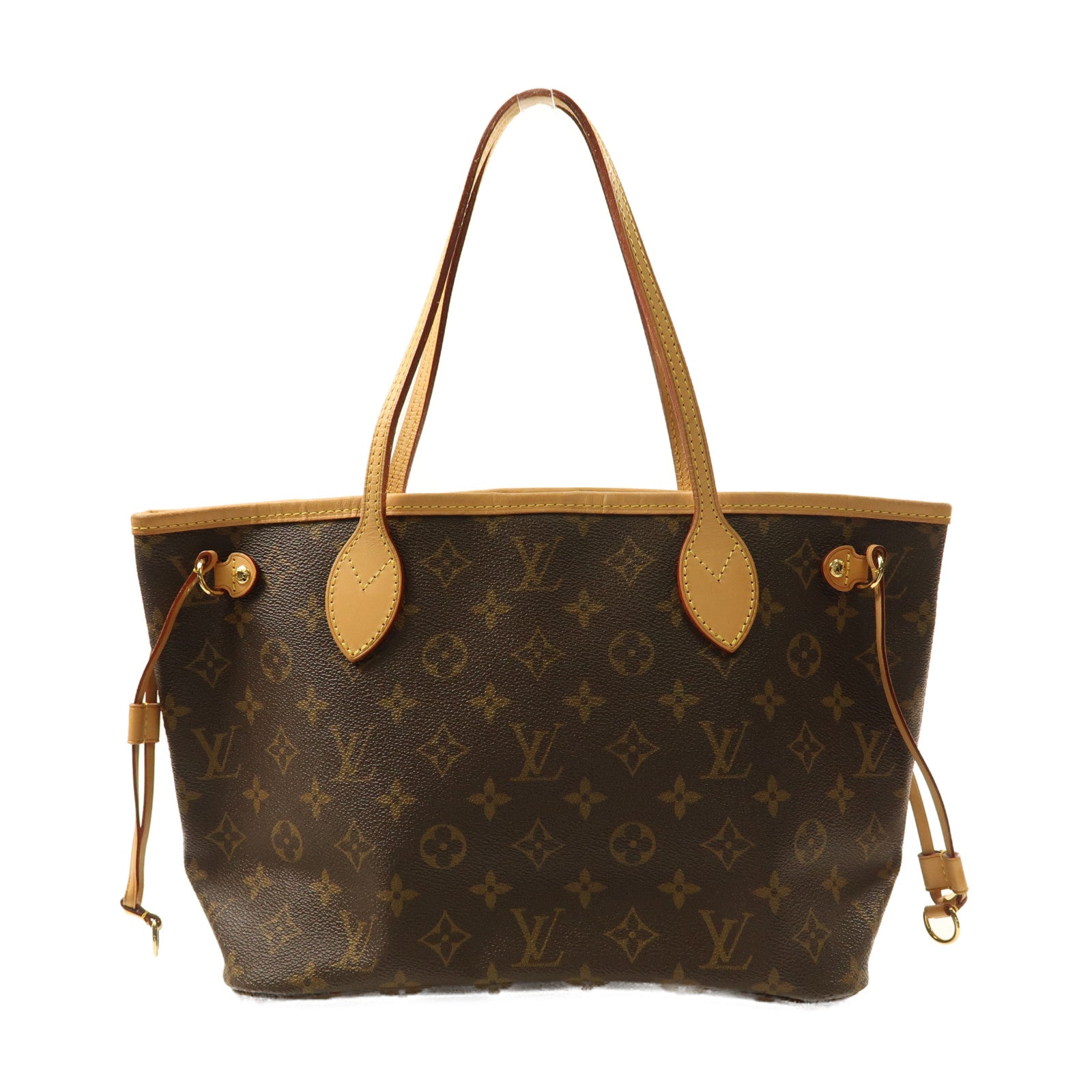 LOUIS VUITTON Monogram Neverfull PM金扣手挽袋啡色