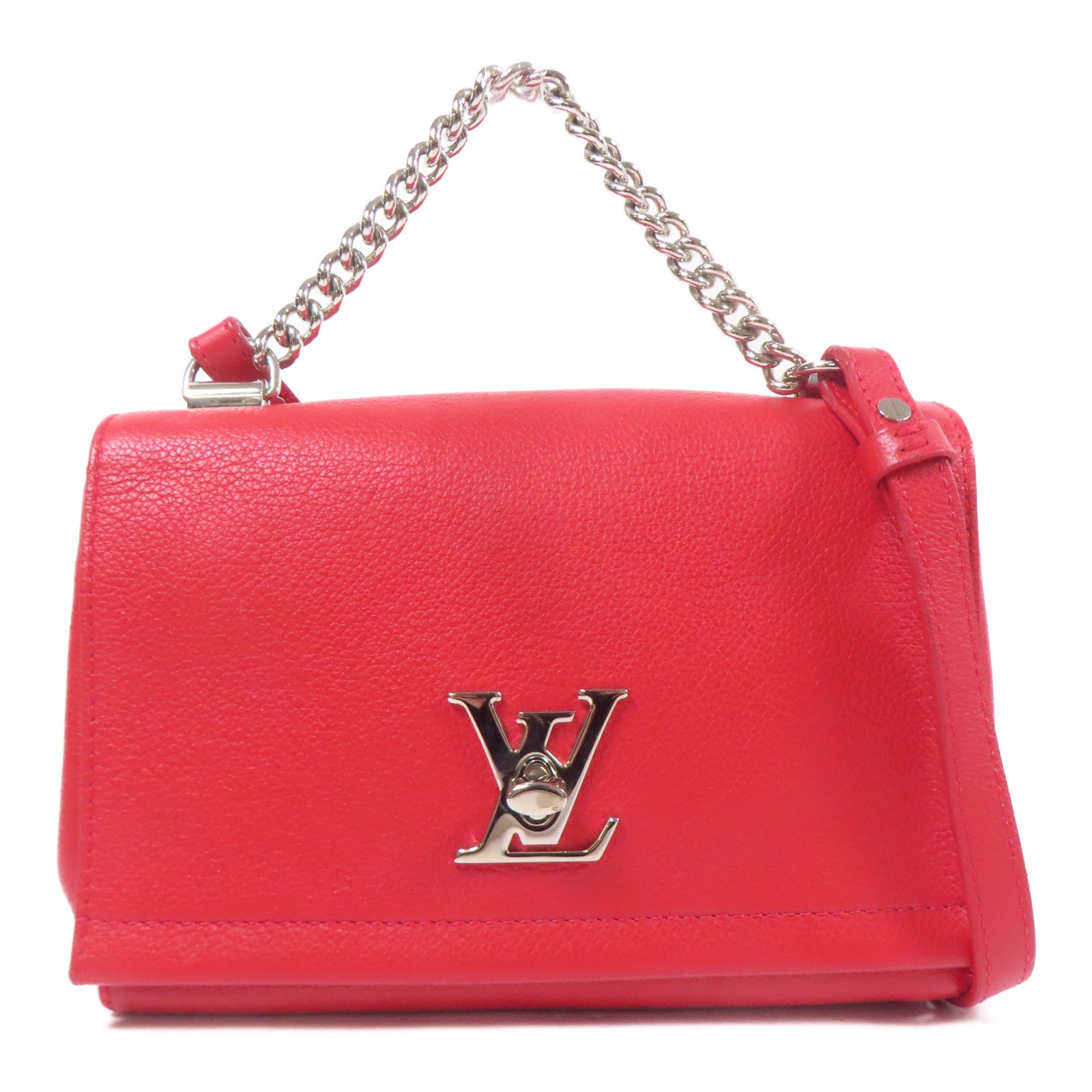 LOUIS VUITTON 牛皮皮革Lock Me Ever Mini銀扣手挽肩背兩用袋
