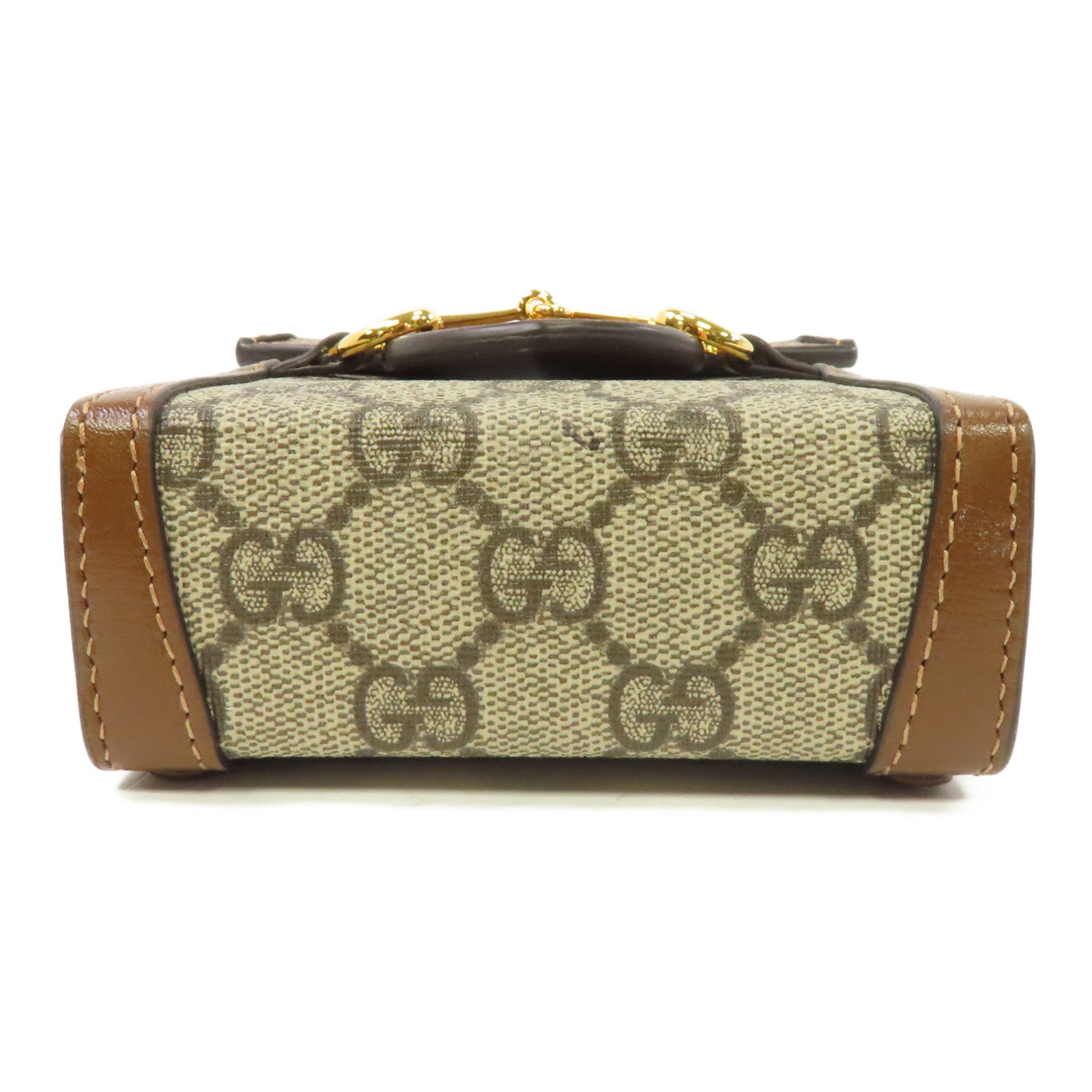 GUCCI 塗層帆布Shoulder Bag金扣肩背袋棕色