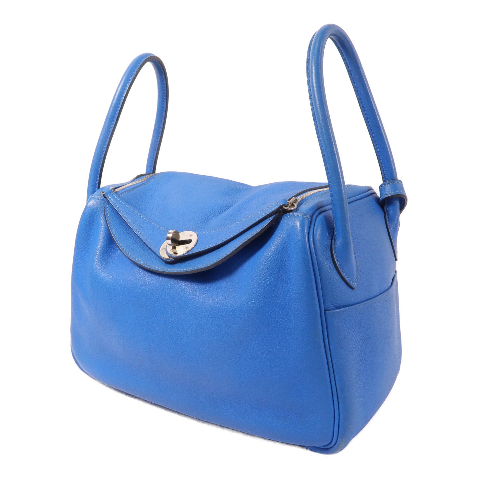 HERMES Evercolor皮革Lindy 26手挽肩背兩用袋Blue Hydra