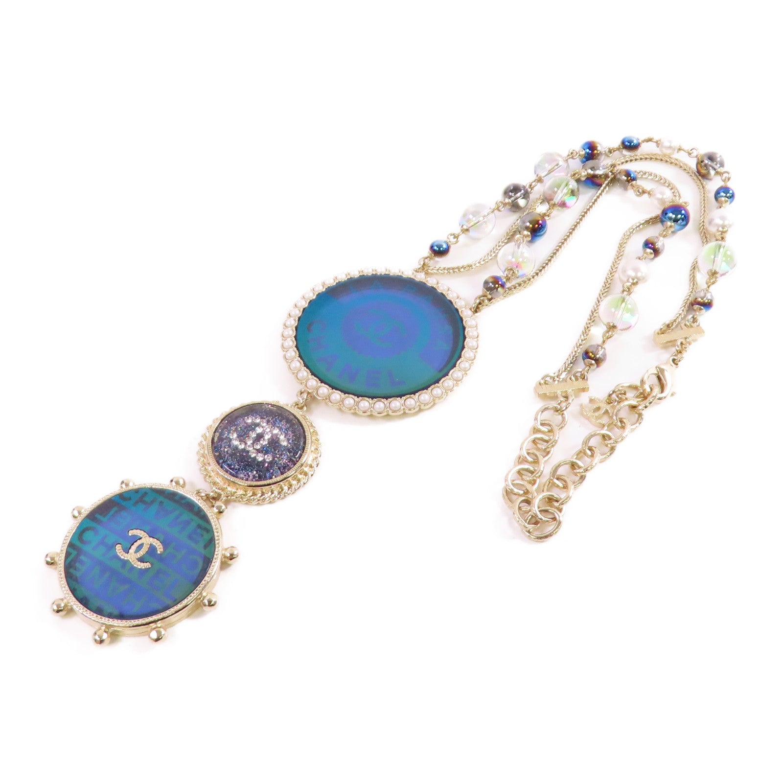 CHANEL 金屬/仿珍珠/水鑽CC Necklace項鏈