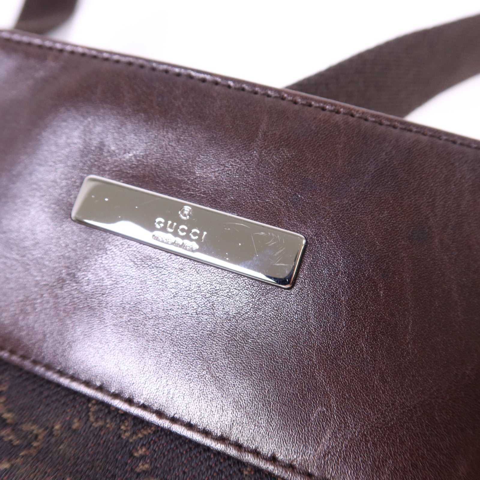 GUCCI 帆布Shoulder Bag銀扣肩背袋