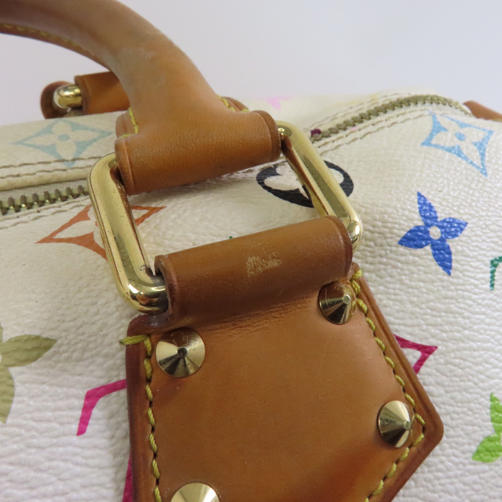 LOUIS VUITTON Monogram Multicolore Speedy 30金扣手挽袋白色/彩色