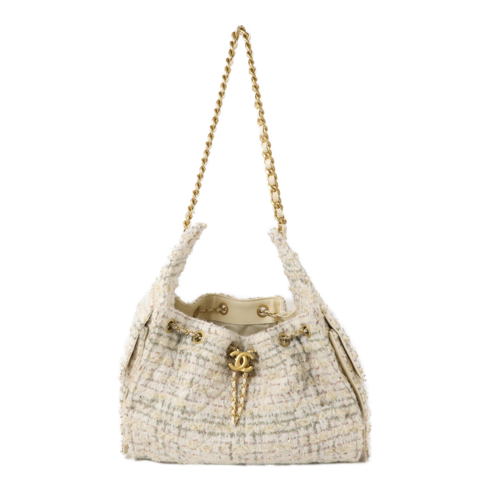 CHANEL Tweed Hobo鏈帶肩背袋