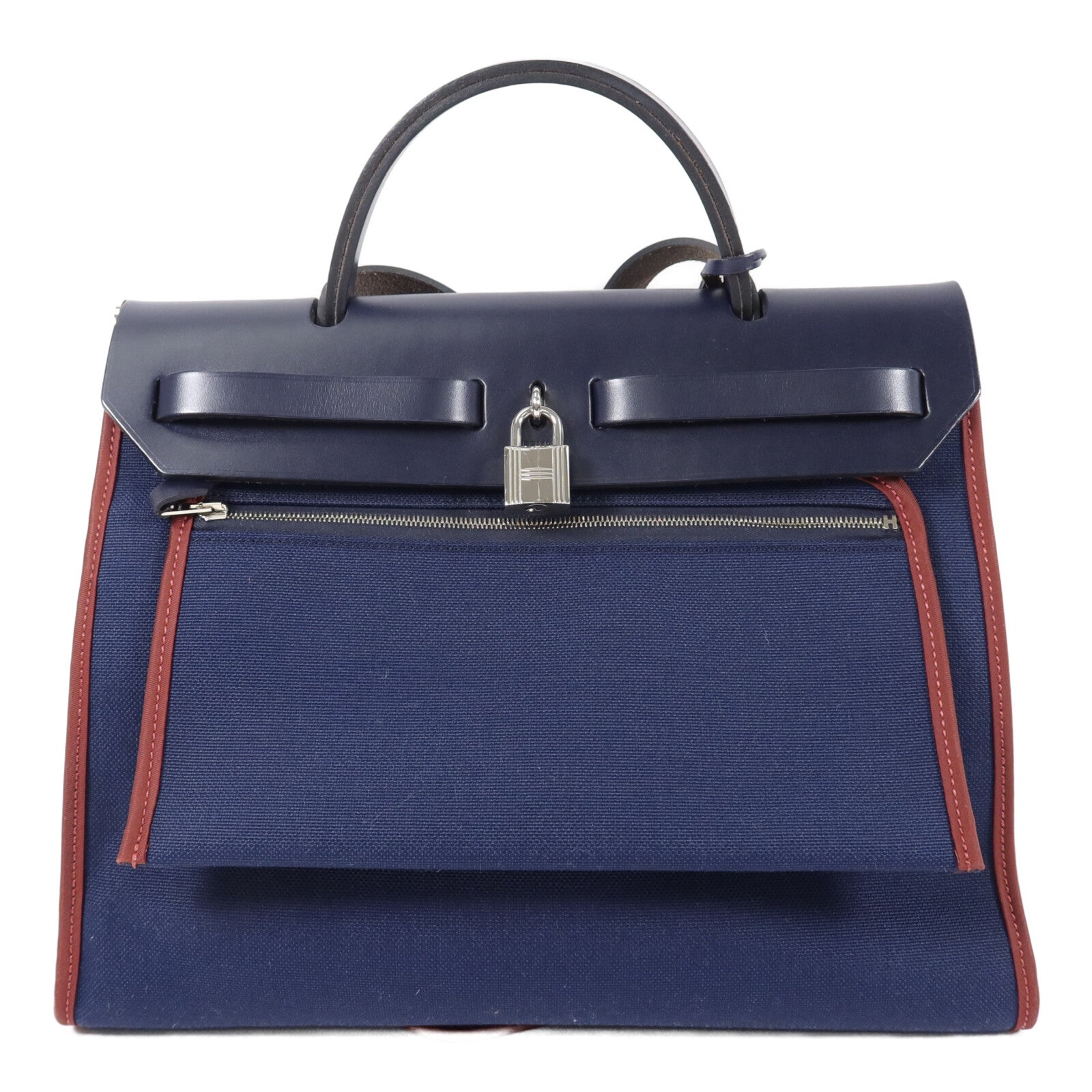 HERMES 帆布Herbag PM手挽肩背兩用袋Bleu Marine
