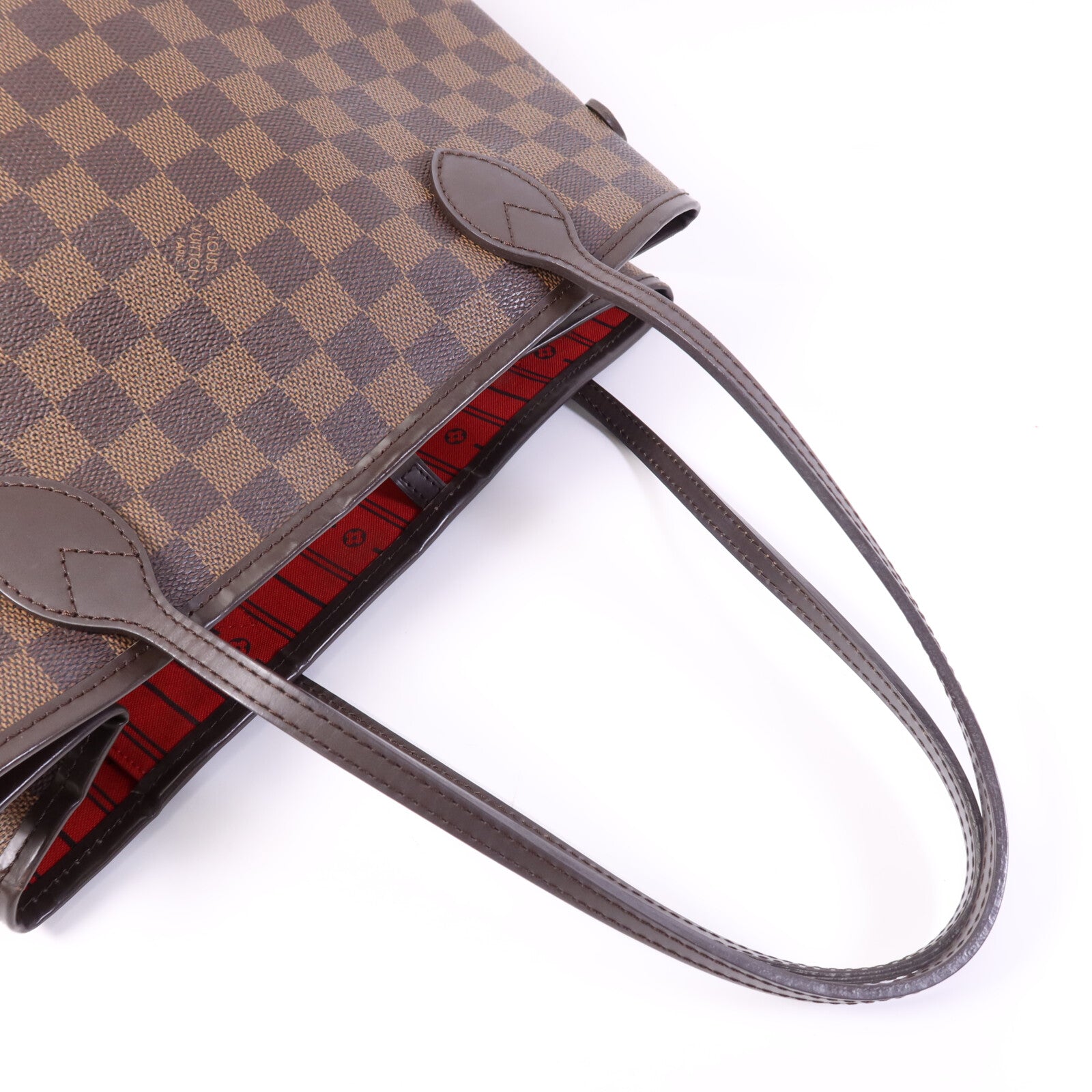LOUIS VUITTON Damier Neverfull PM金扣手挽袋