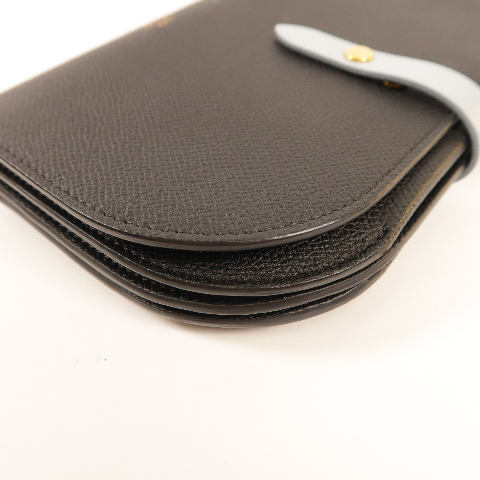 CELINE 牛皮皮革Strap Clutch金扣肩背袋黑色/淺藍色