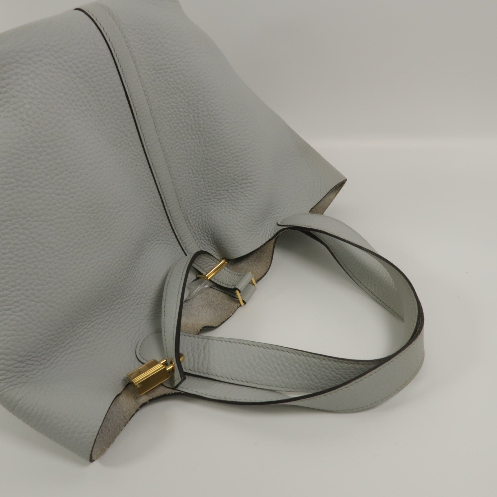 HERMES Clemence皮革Picotin MM手挽袋Bleu Pale