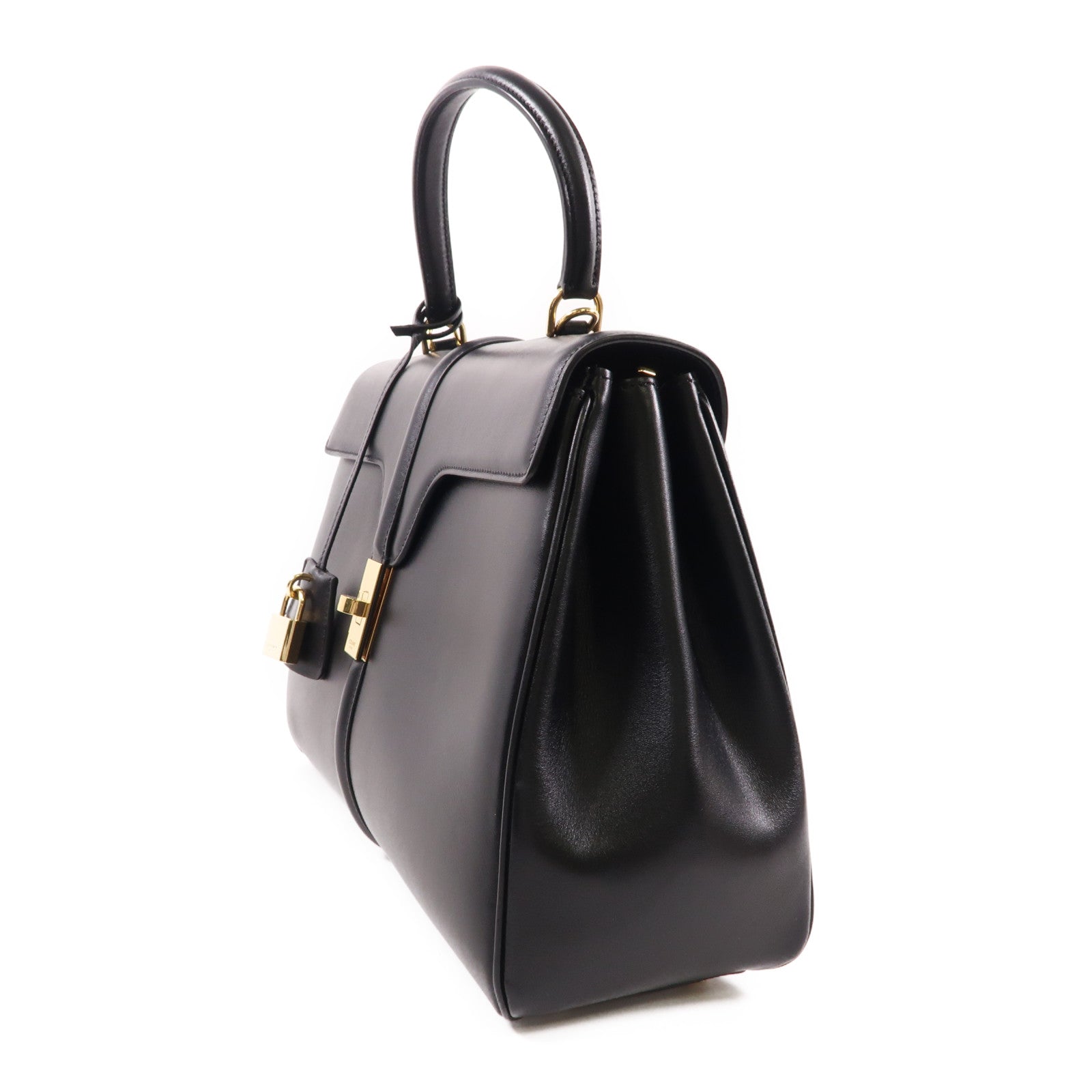 CELINE 牛皮皮革Celine 16 Medium金扣手挽肩背兩用袋黑色