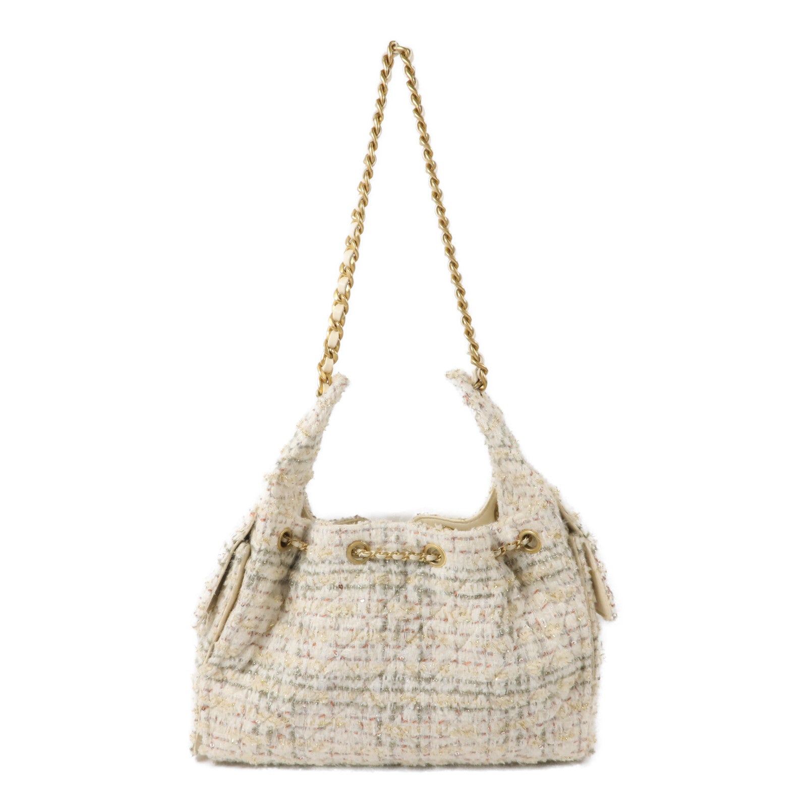 CHANEL Tweed Hobo鏈帶肩背袋