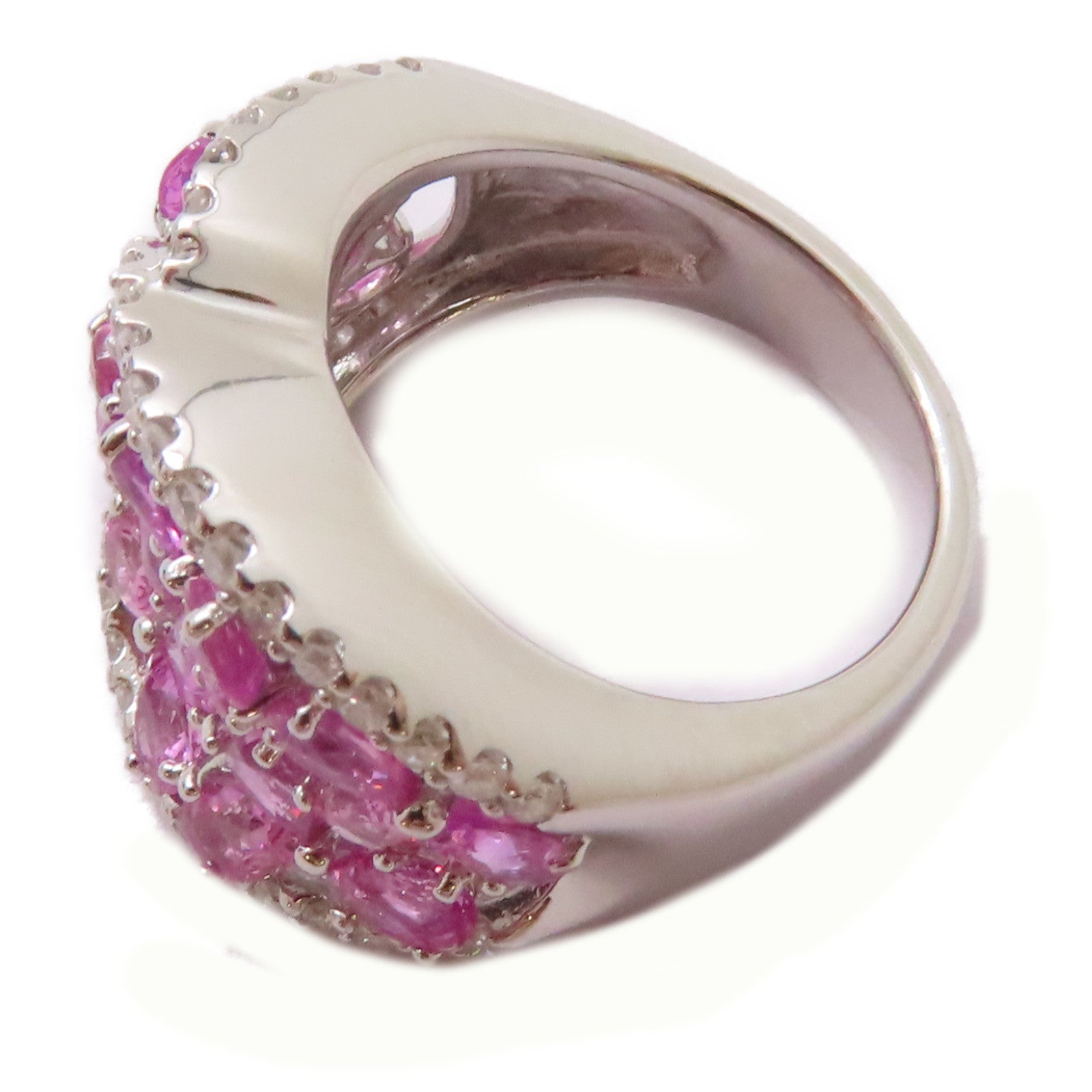 JEWELRY 14K白金/3.9ct粉紅藍寶石/0.61ct鑽石Pink Sapphire Ring戒指US#6.25