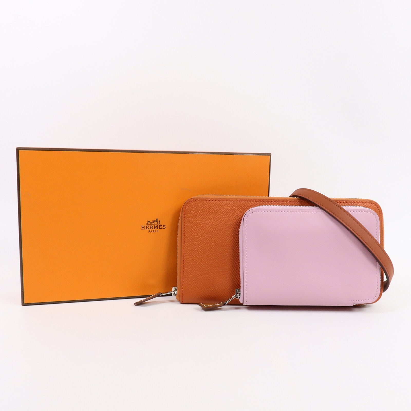 HERMES Epsom/Swift皮革Nouveau To Go肩背袋TerreBattue/MauveSy
