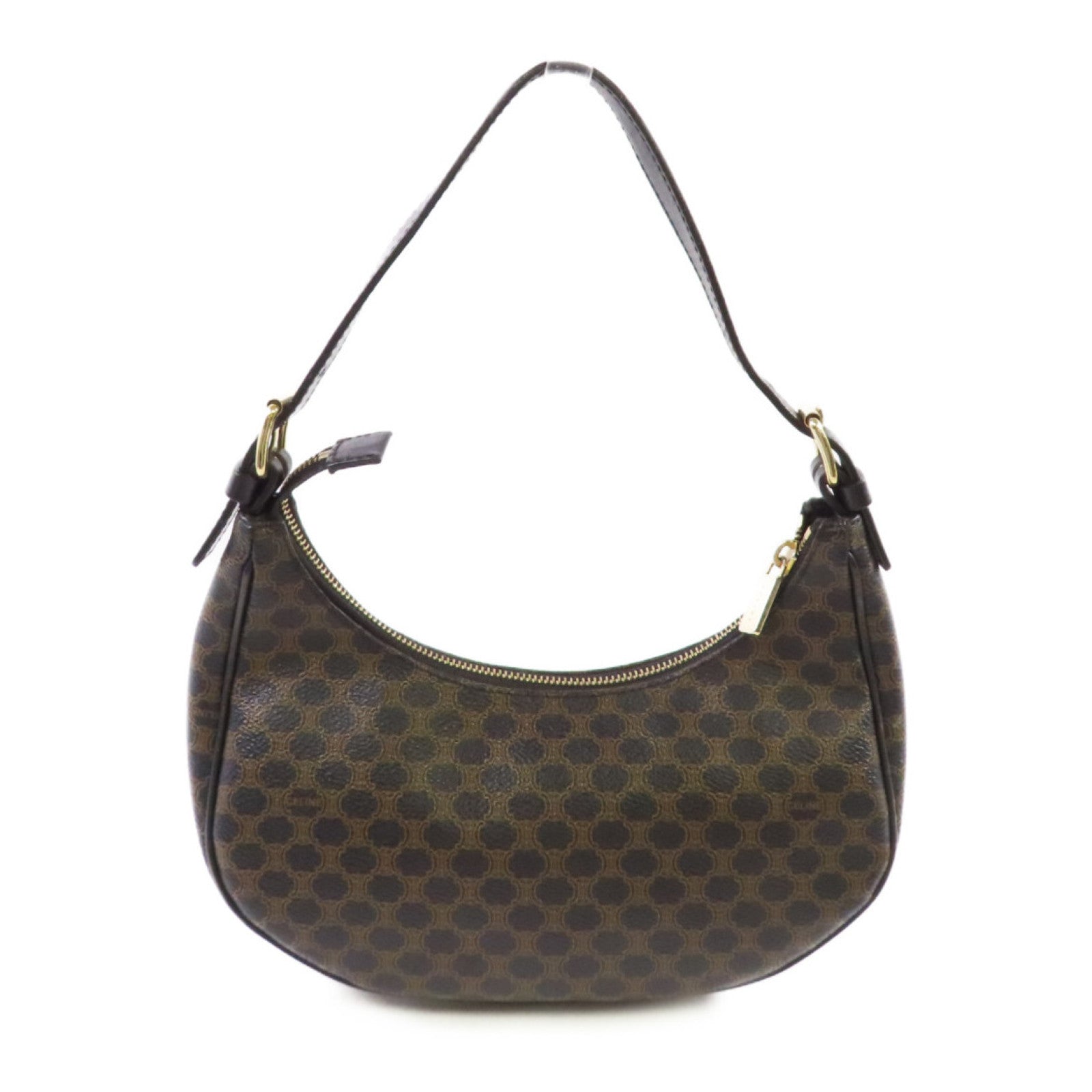 CELINE 塗層帆布Macadam Vanity Shoulder Bag金扣肩背袋啡色
