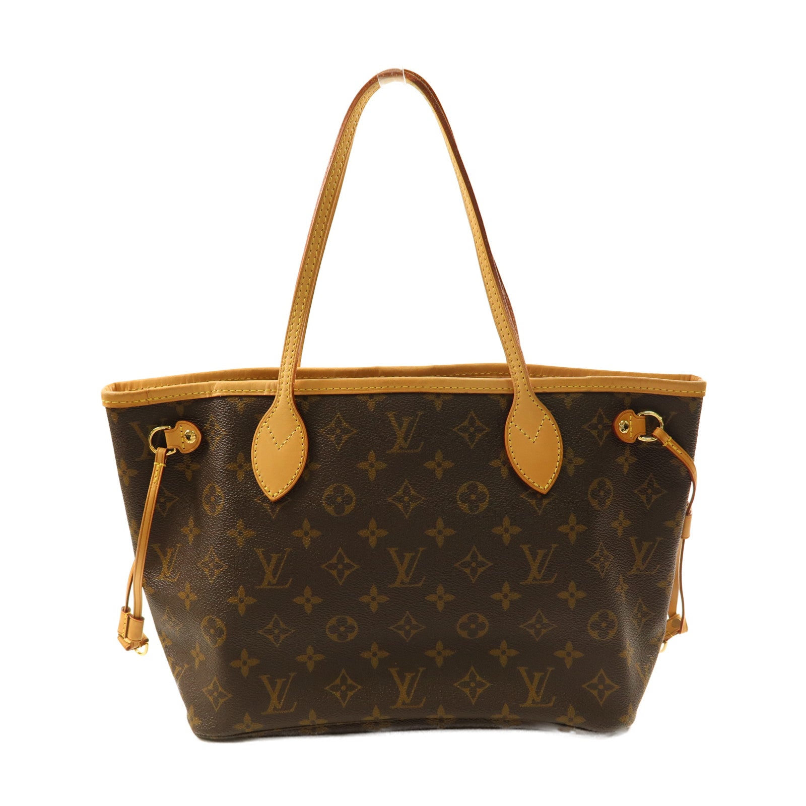 LOUIS VUITTON Monogram Neverfull PM金扣手挽袋啡色