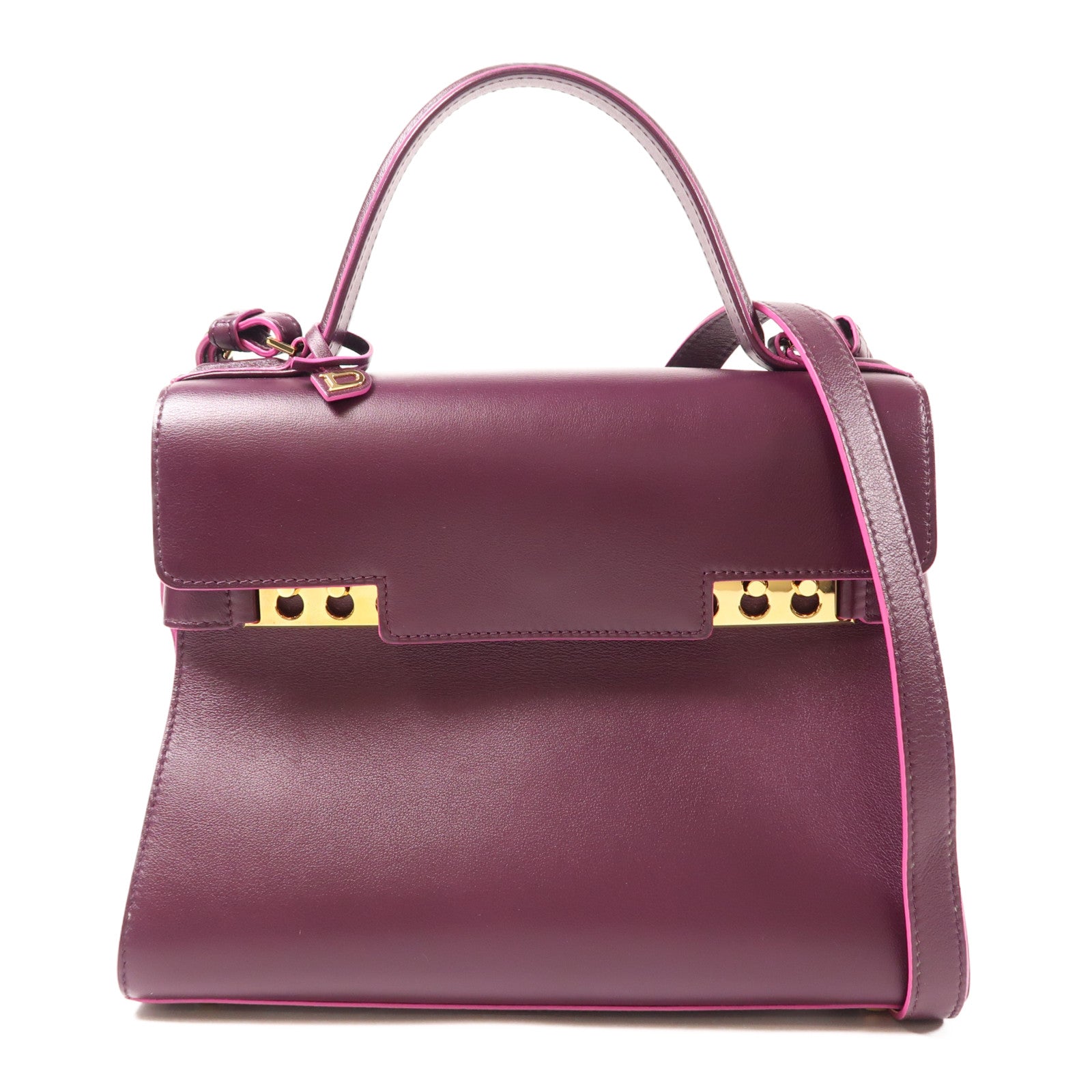 Delvaux 牛皮皮革Tempete金扣手挽肩背兩用袋