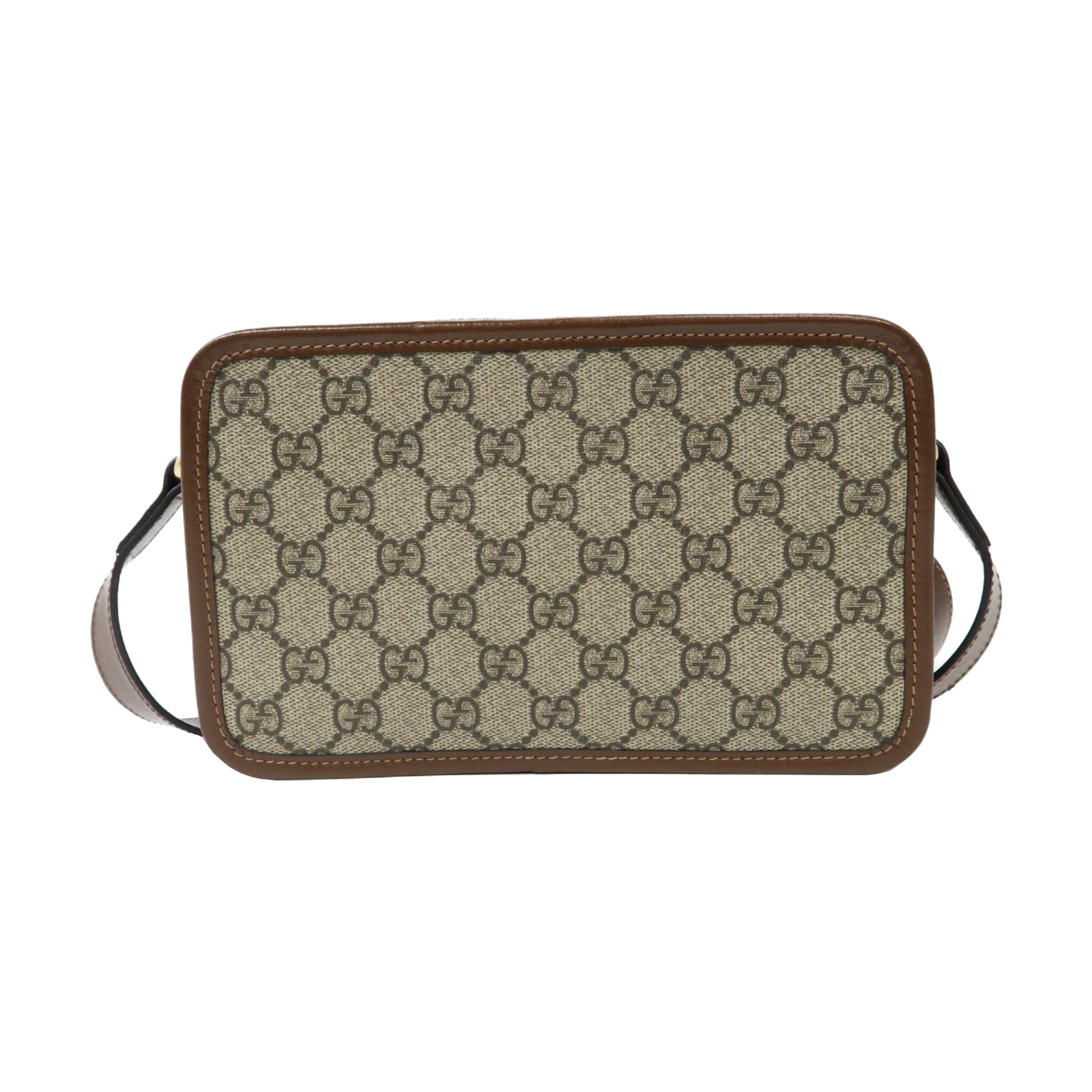 GUCCI 塗層帆布Mini Interlocking G金扣肩背袋啡色