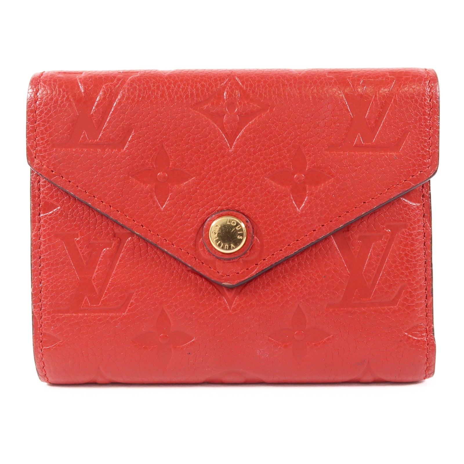 LOUIS VUITTON LV GHW Victorine Tri-fold Wallet Monogram Empreinte Red