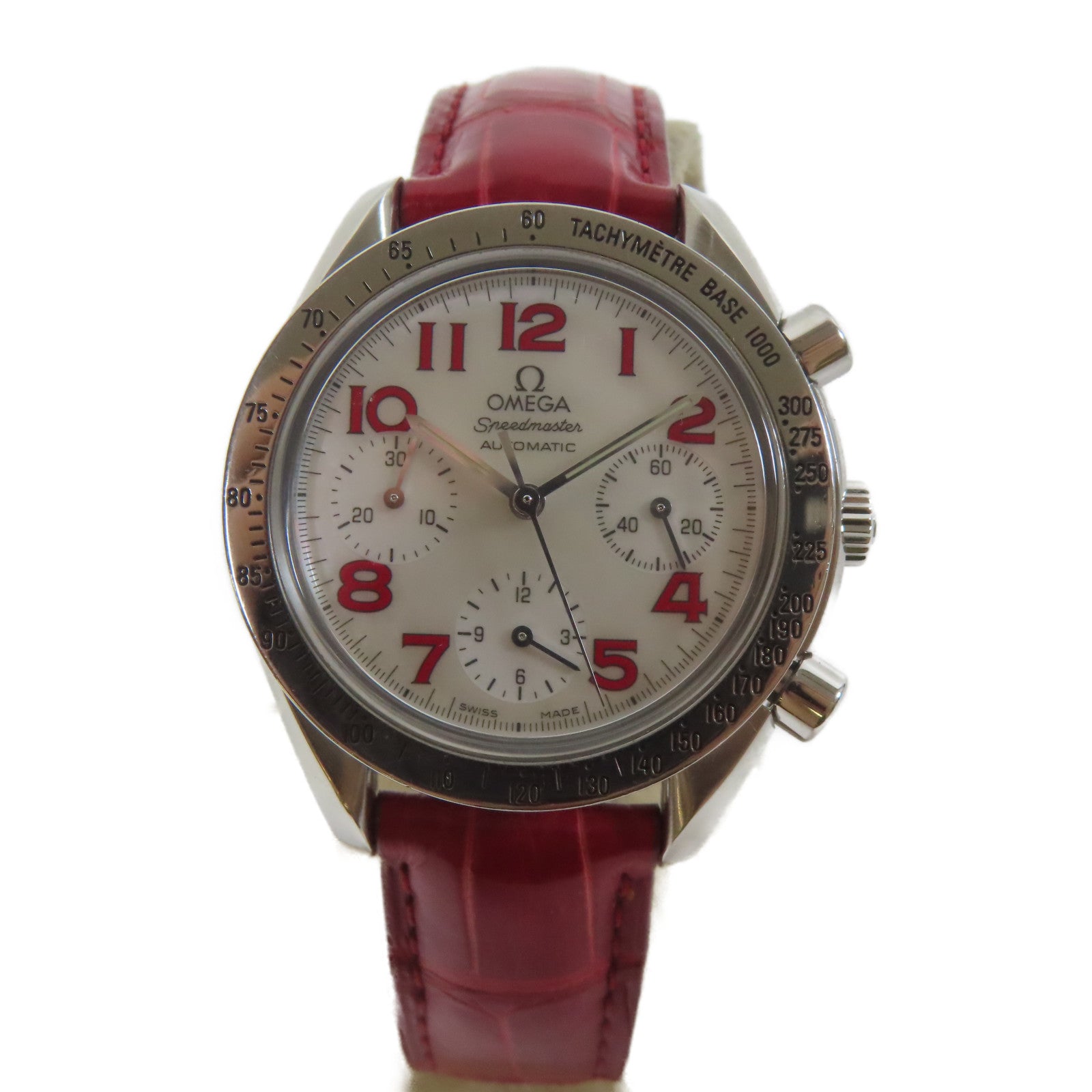OMEGA 【激減優惠】Speedmaster不鏽鋼自動機芯手錶白色/紅色