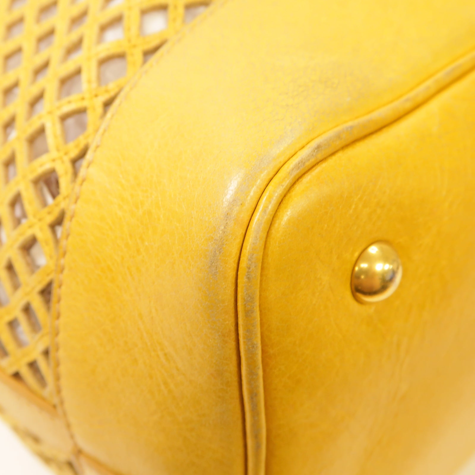 Miu Miu 【激減優惠】牛皮皮革2way Shoulder Bag金扣手挽肩背兩用袋黃色