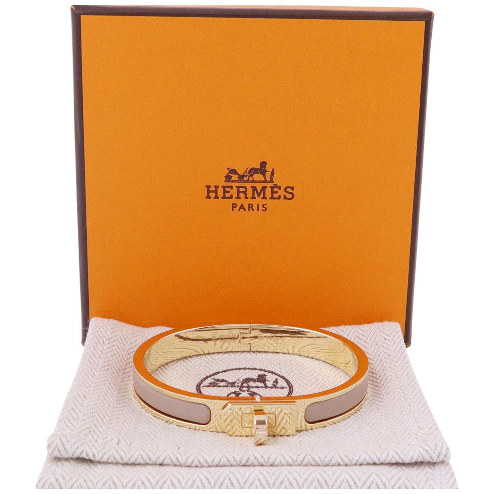 HERMES 金屬/琺瑯Mini Clic Kelly Bracelet金扣手鏈