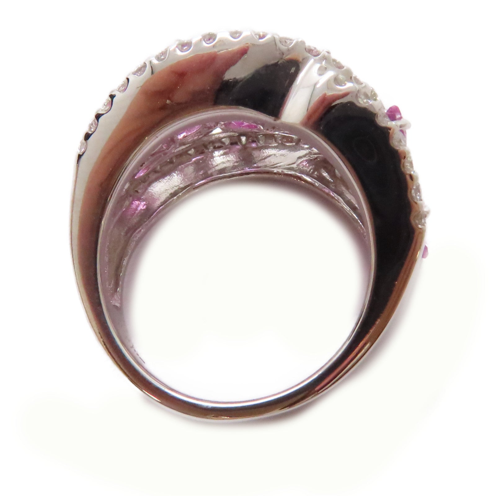 JEWELRY 14K白金/3.9ct粉紅藍寶石/0.61ct鑽石Pink Sapphire Ring戒指US#6.25