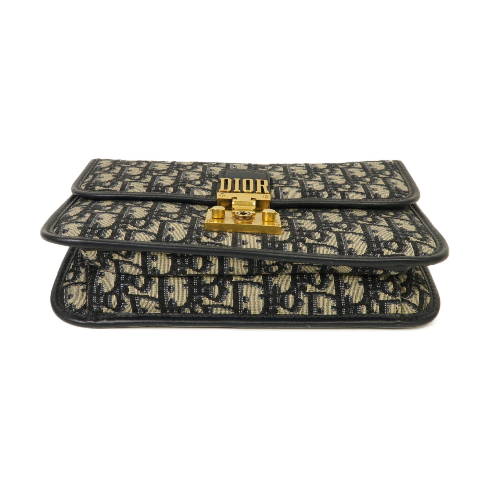 Dior 帆布Dioraddict Flap金扣肩背袋深藍色