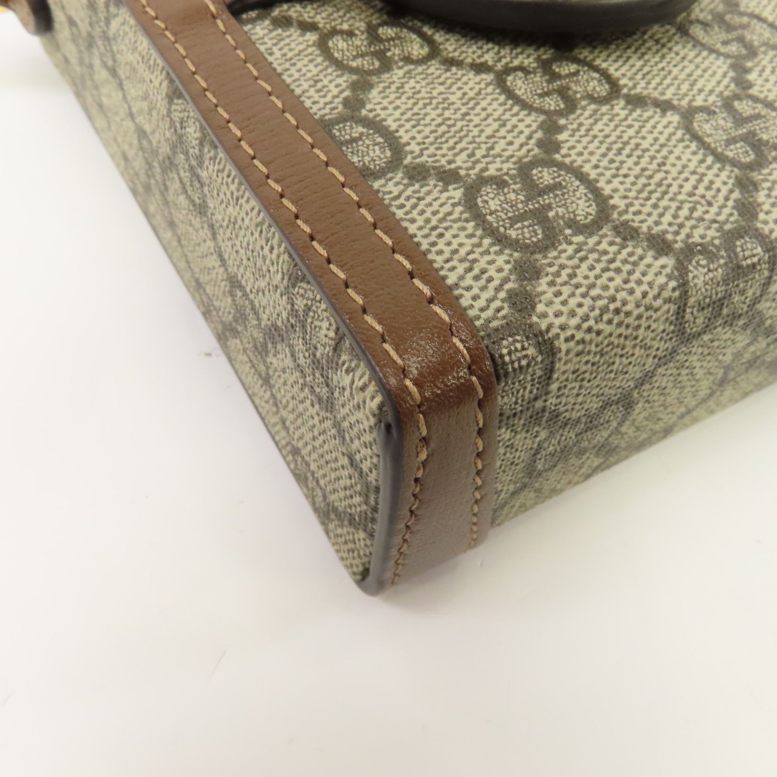 GUCCI 塗層帆布Shoulder Bag金扣肩背袋棕色