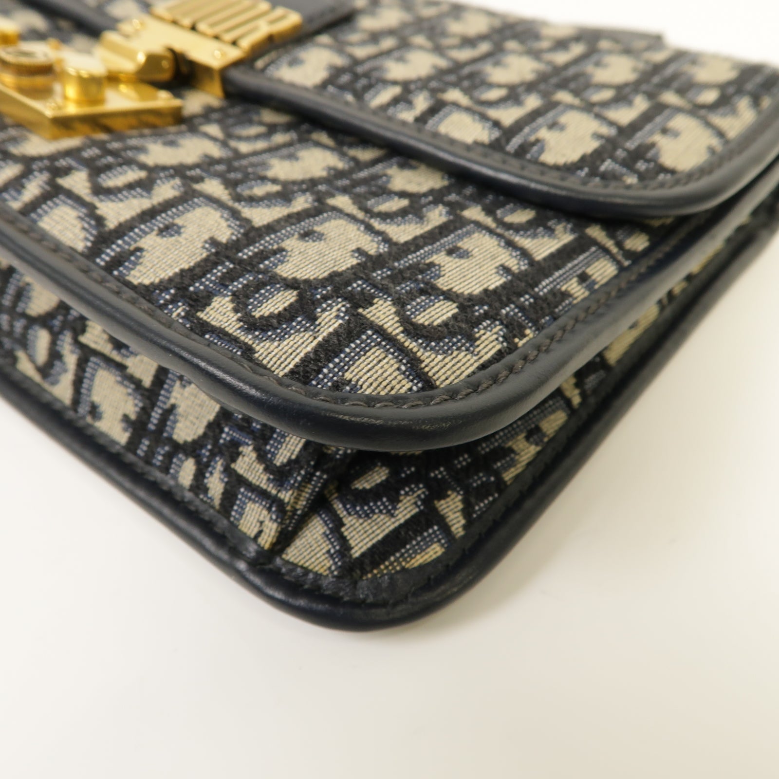 Dior 帆布Dioraddict Flap金扣肩背袋深藍色