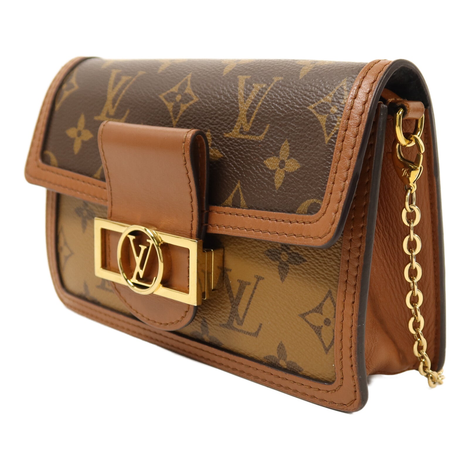 LOUIS VUITTON 【激減優惠】Monogram Reverse Dauphine金扣鏈帶肩背袋