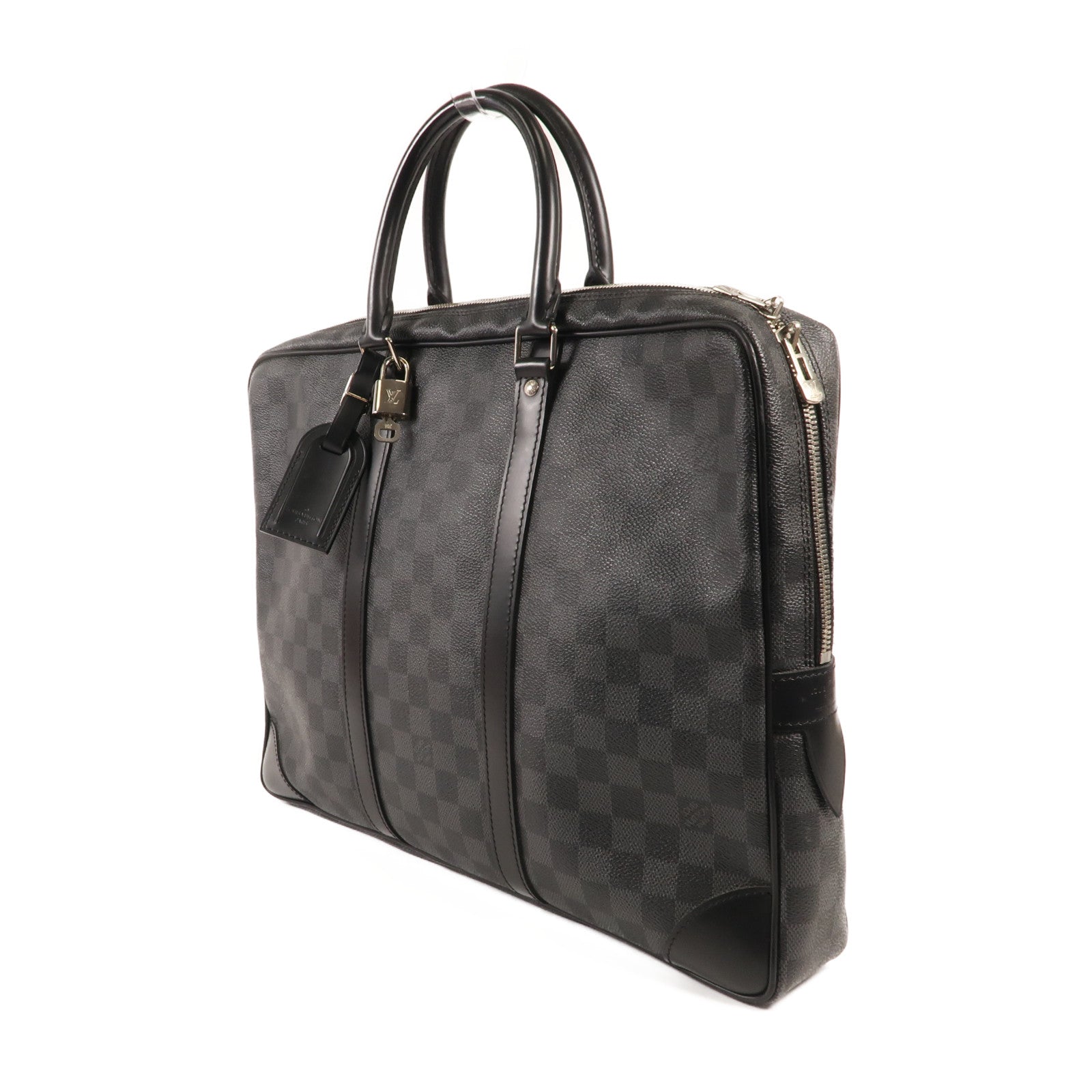 LOUIS VUITTON Damier Graphite Porte Documents Voyage GM銀扣手挽袋