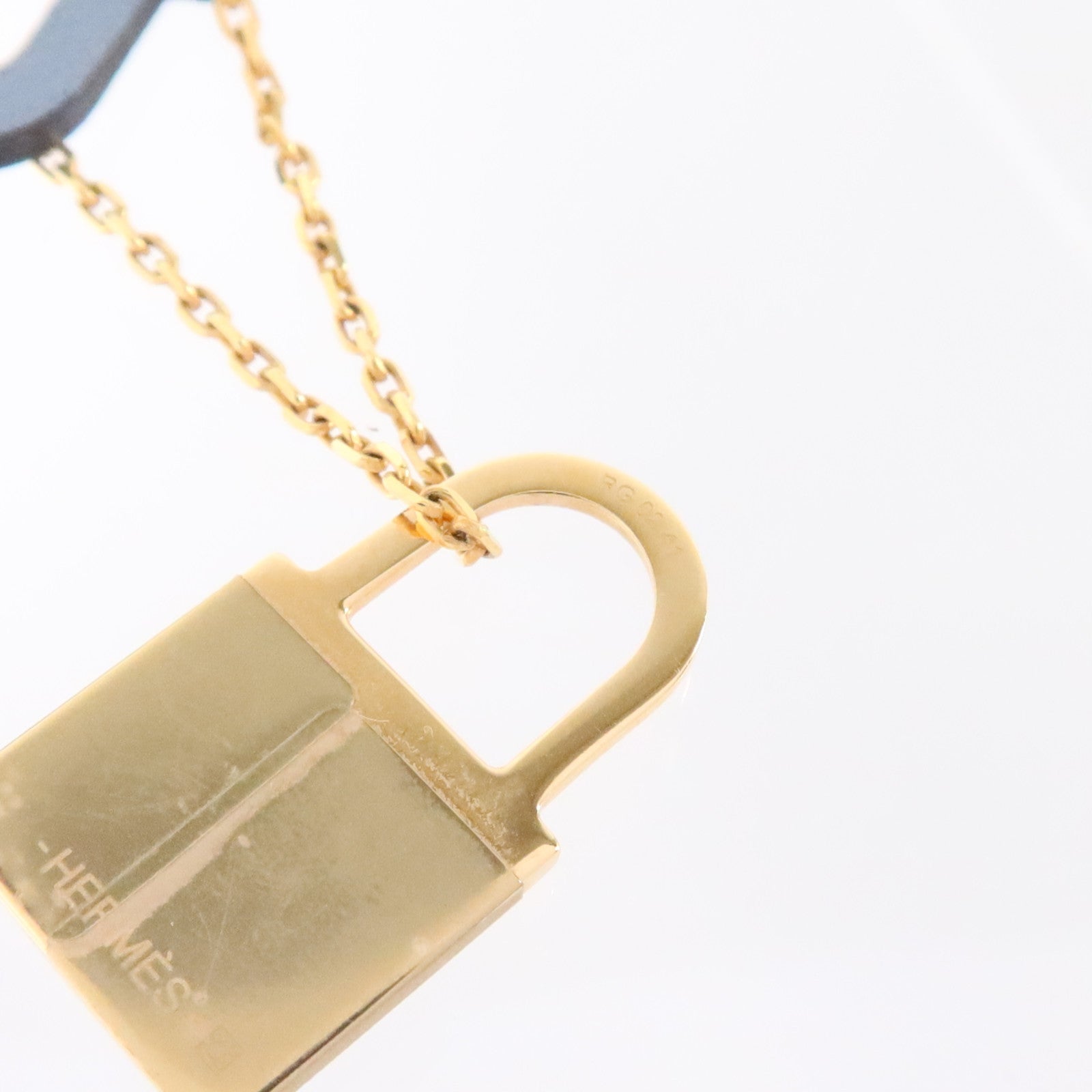 HERMES Swift皮革/金屬O' Kelly Necklace項鏈Bleu Glacier