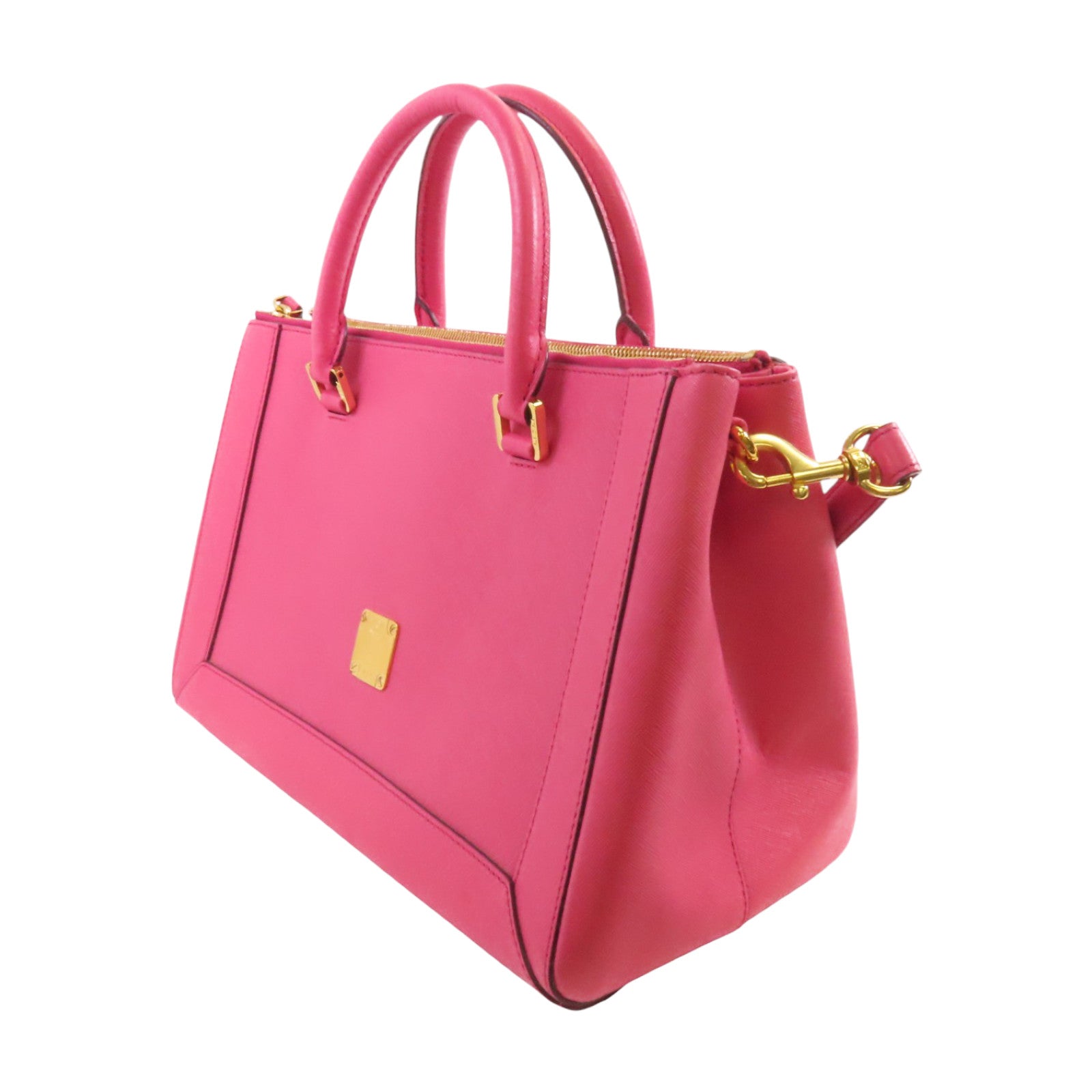 MCM 牛皮皮革2Way Shoulder Bag金扣手挽肩背兩用袋