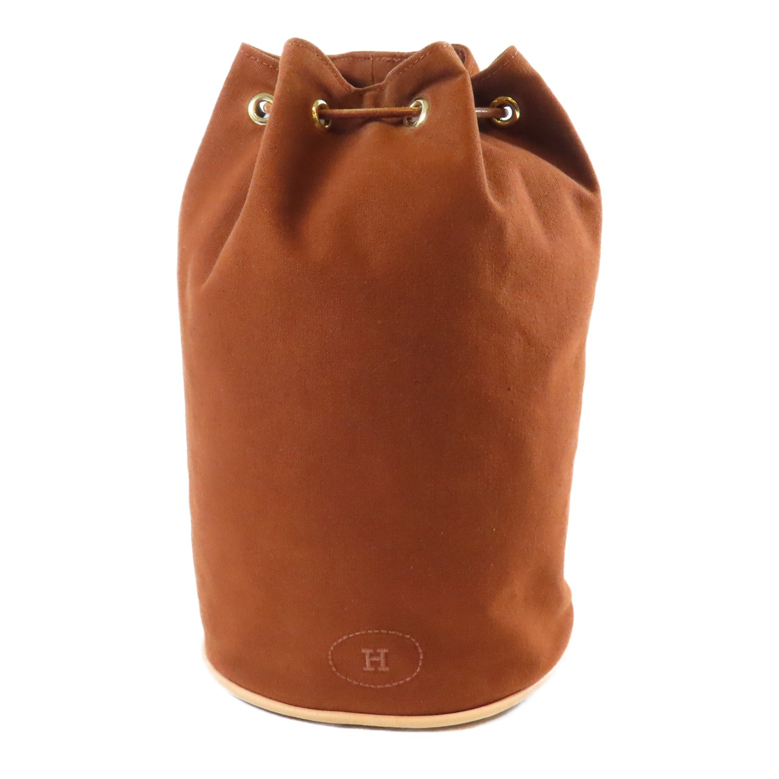 HERMES 【激減優惠】帆布Shoulder Bag金扣肩背袋啡色